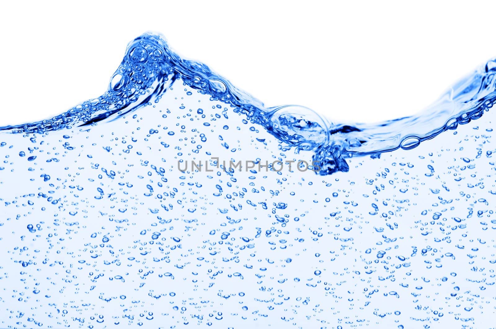 Crisp, clean, blue water photographed against a white background.