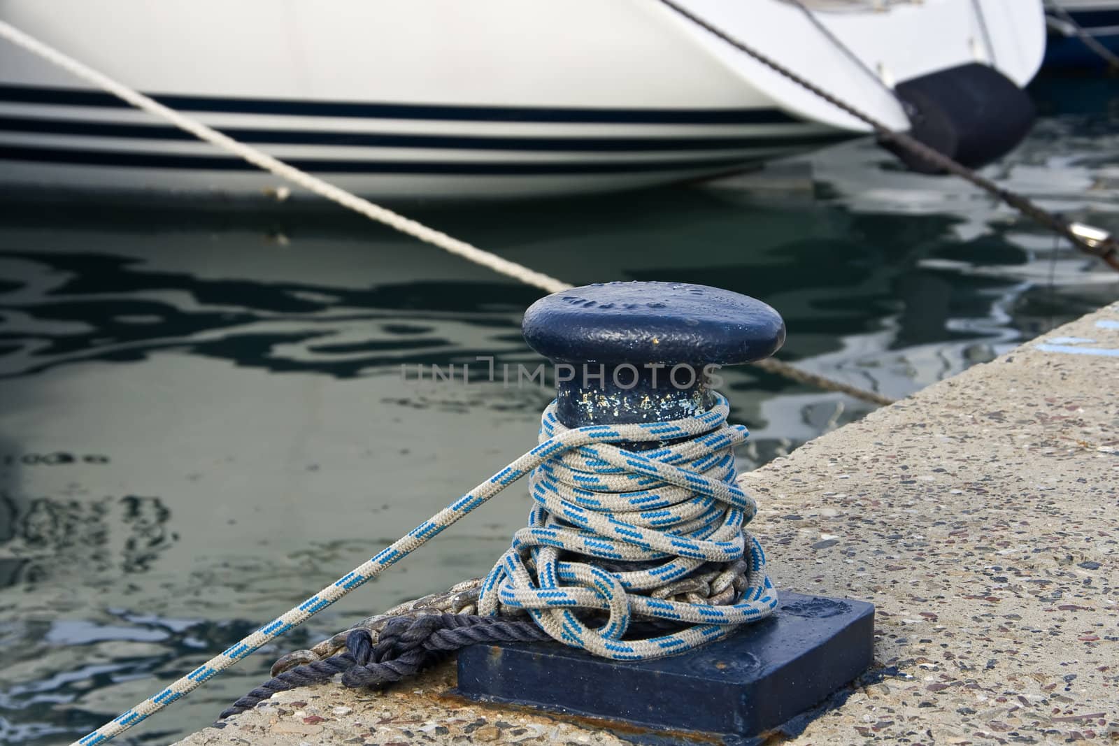 Details of a bollard on a quay