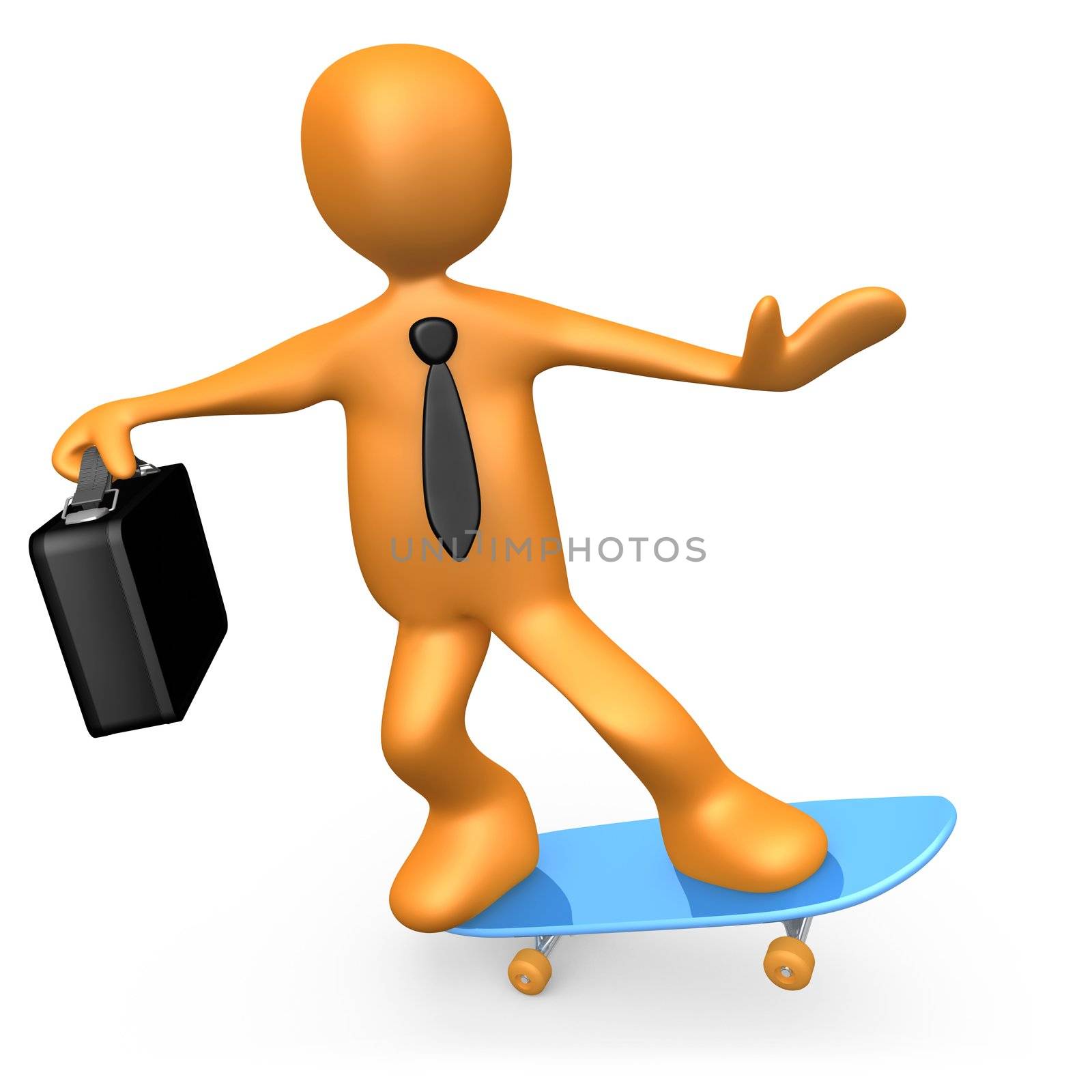 Computer Generated Image - Businessman On Skateboard.