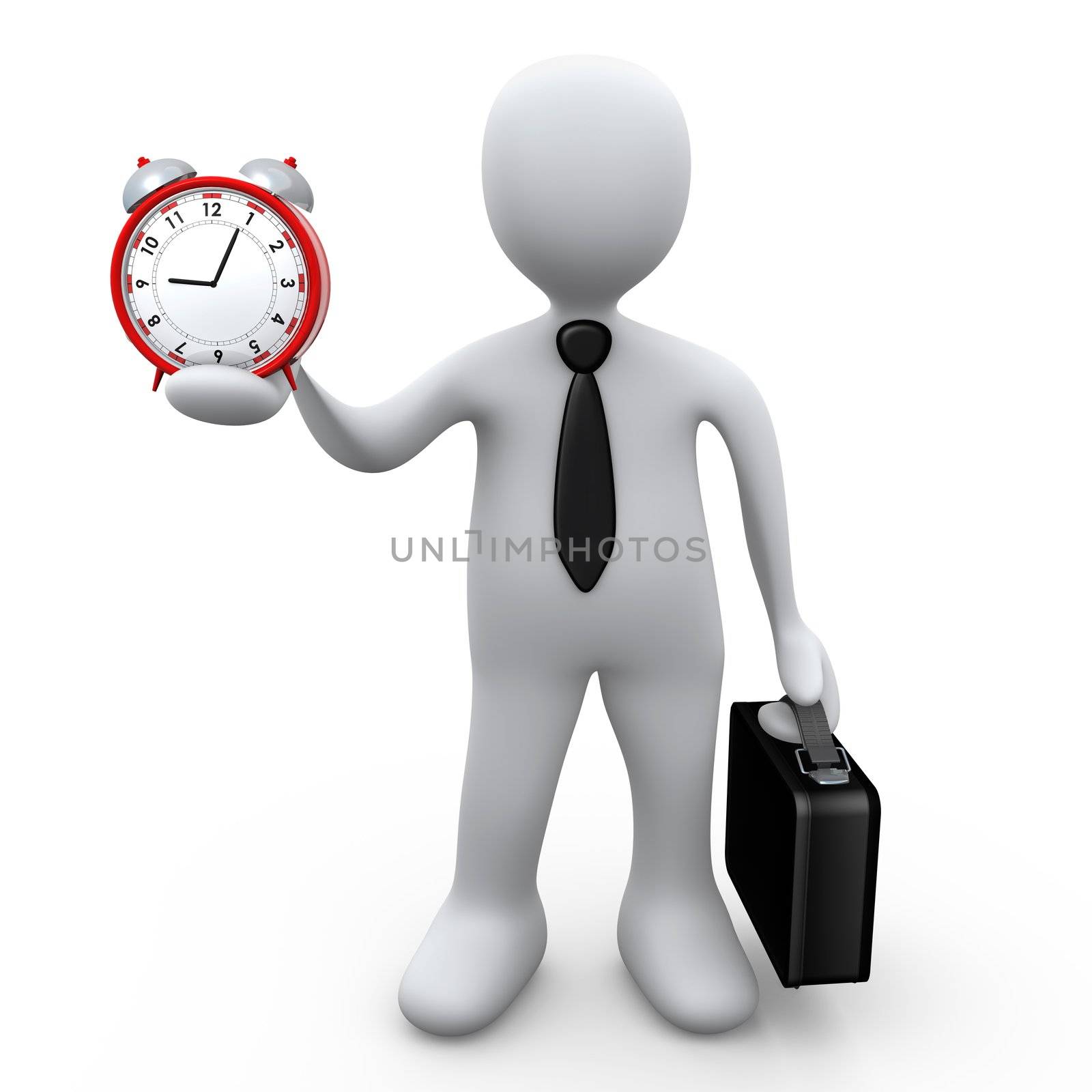 Computer Generated Image - Businessman Holding A Clock .