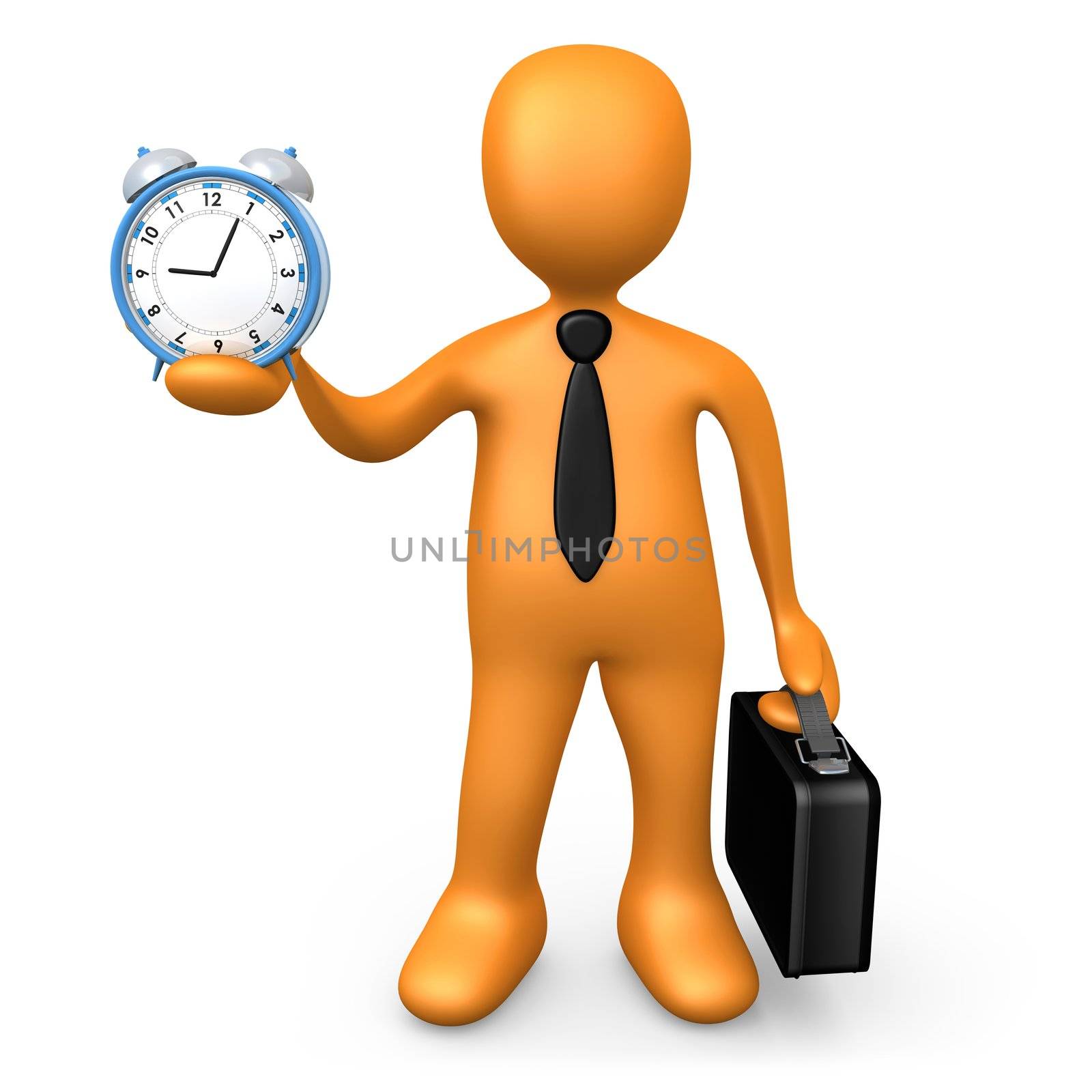 Computer Generated Image - Businessman Holding A Clock.