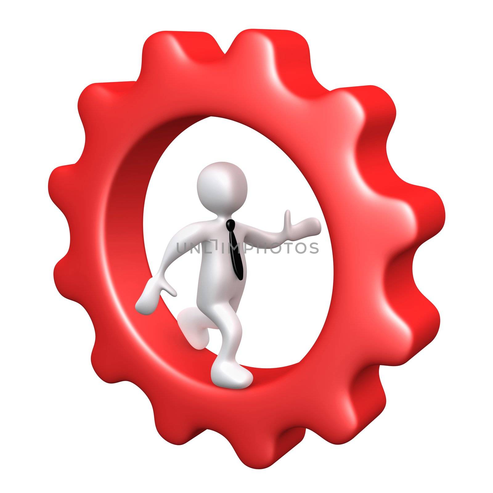 Computer Generated Image - Businessman Running Inside A Cog.
