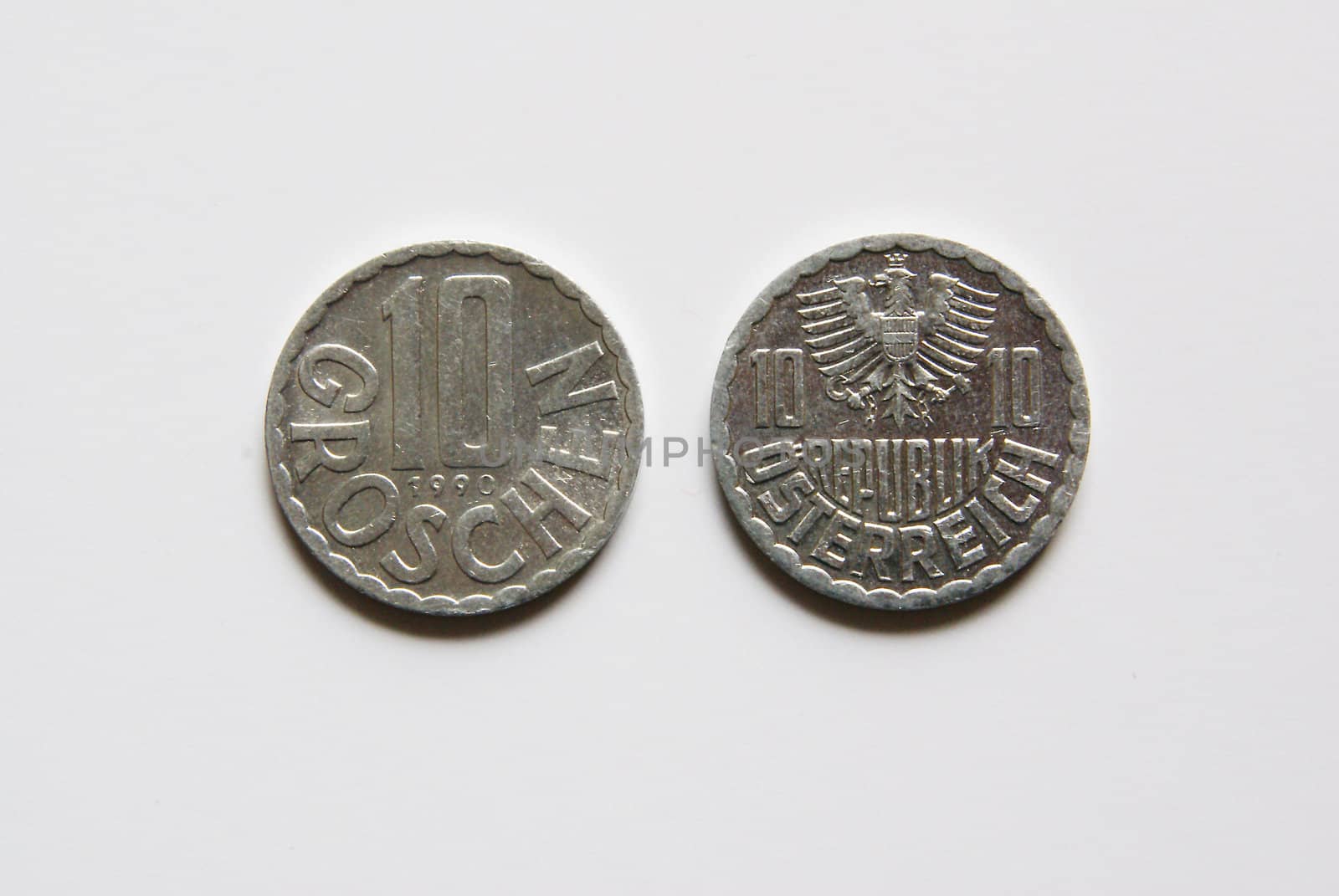 Old Austrian 10 Groschen coins (before Euro)