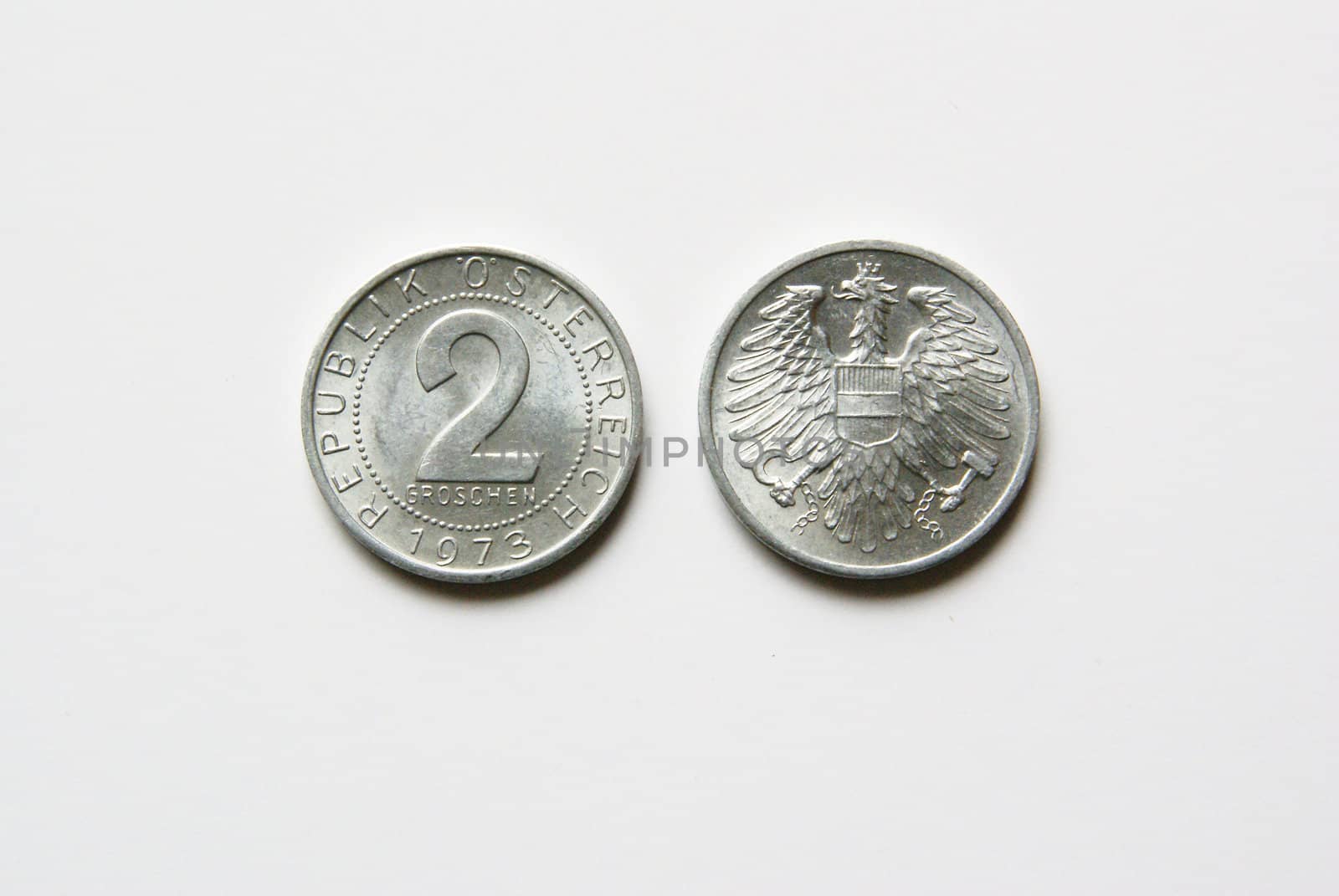 Old Austrian 2 Groschen coins (before Euro)