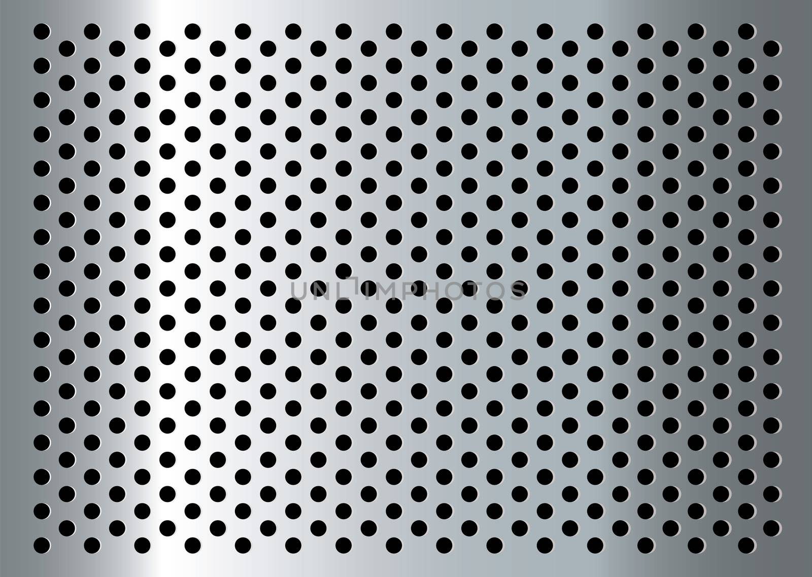 Silver abstract metal background with holes and light reflection