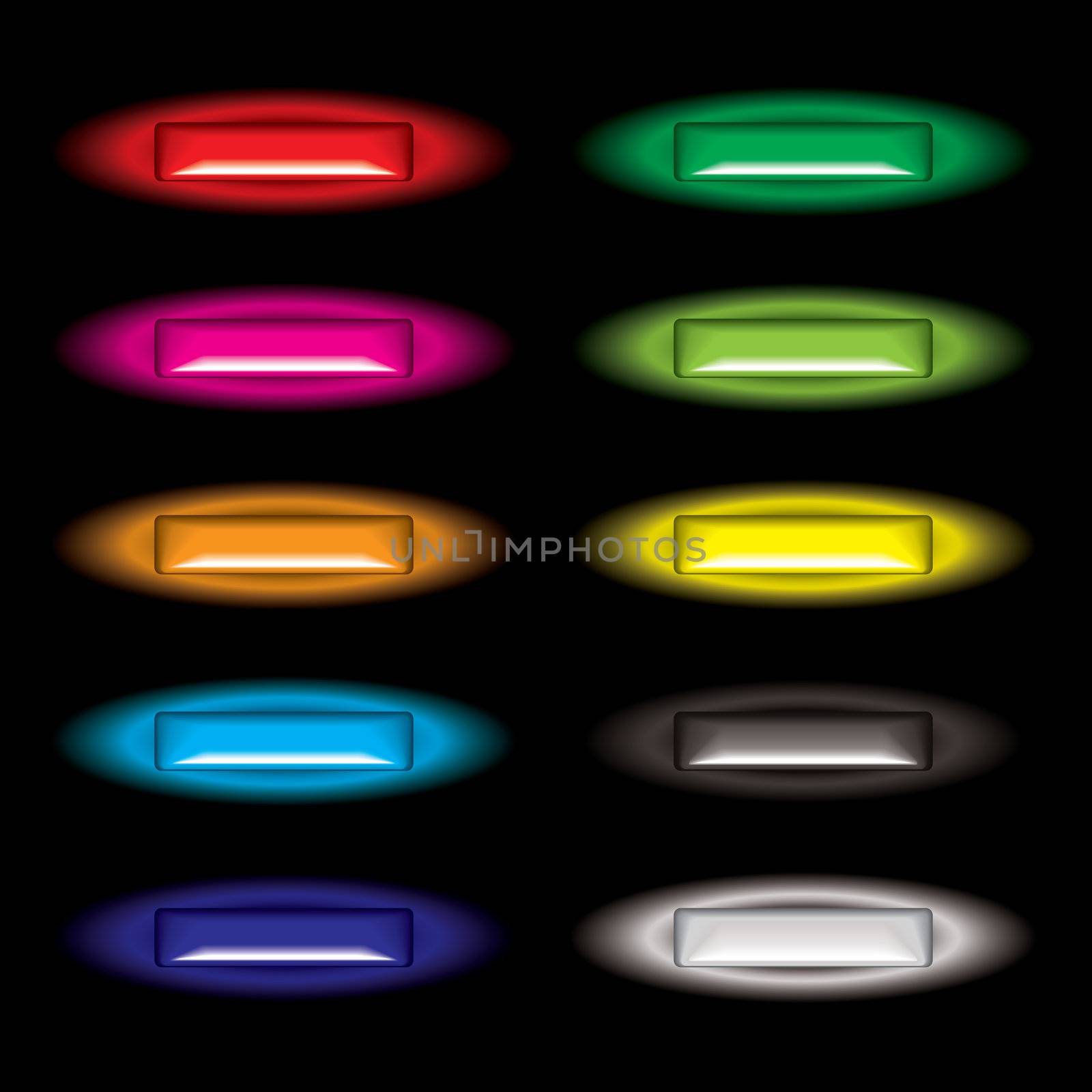 Collection of gel filled web icon buttons with outer glow