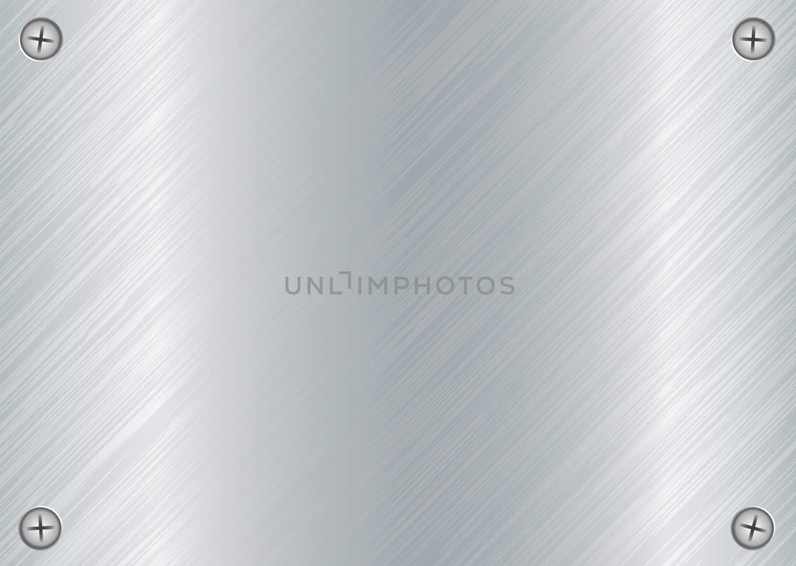 abstract Brushed silver metal background with cross head screws