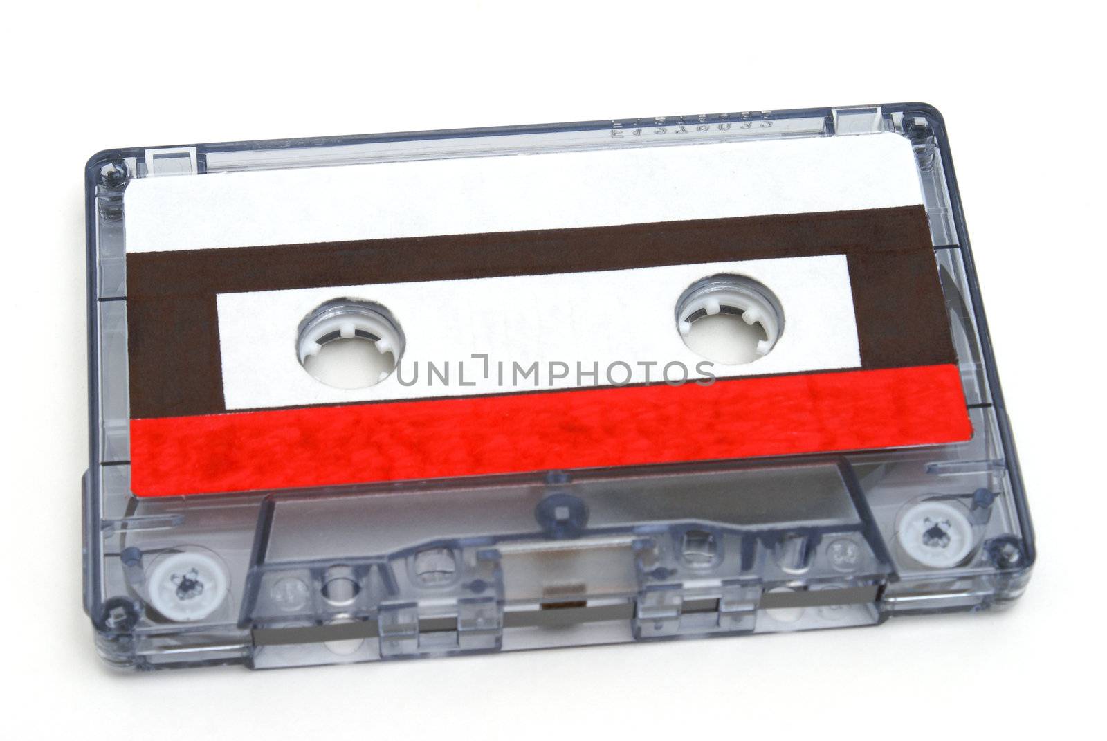 A blank cassette tape on white background.