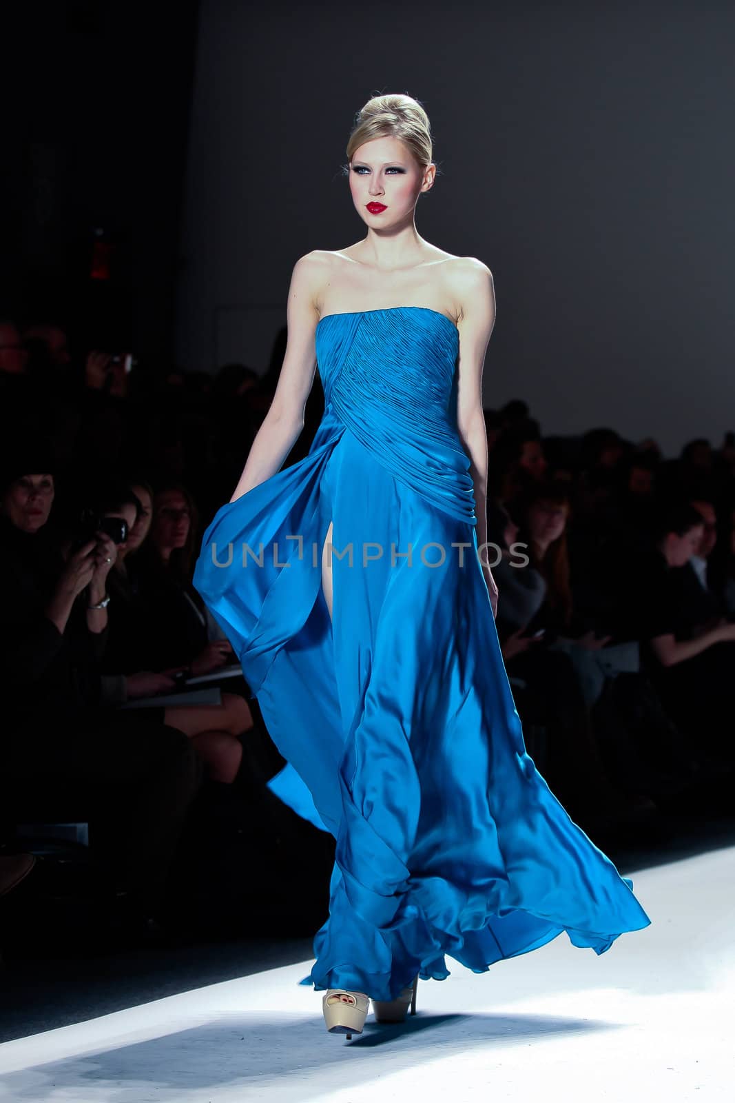 NEW YORK - FEBRUARY 11: Model walks the runway for the  Farah Angsana collections Mercedes-Benz Fashion Week at Lincoln Centre on February 11, 2011 in New York.