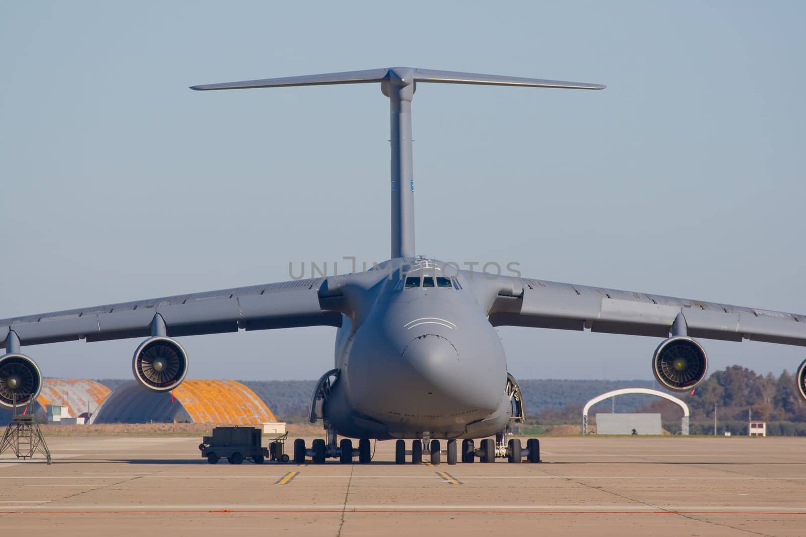 Military plane of transportation of materials and people 