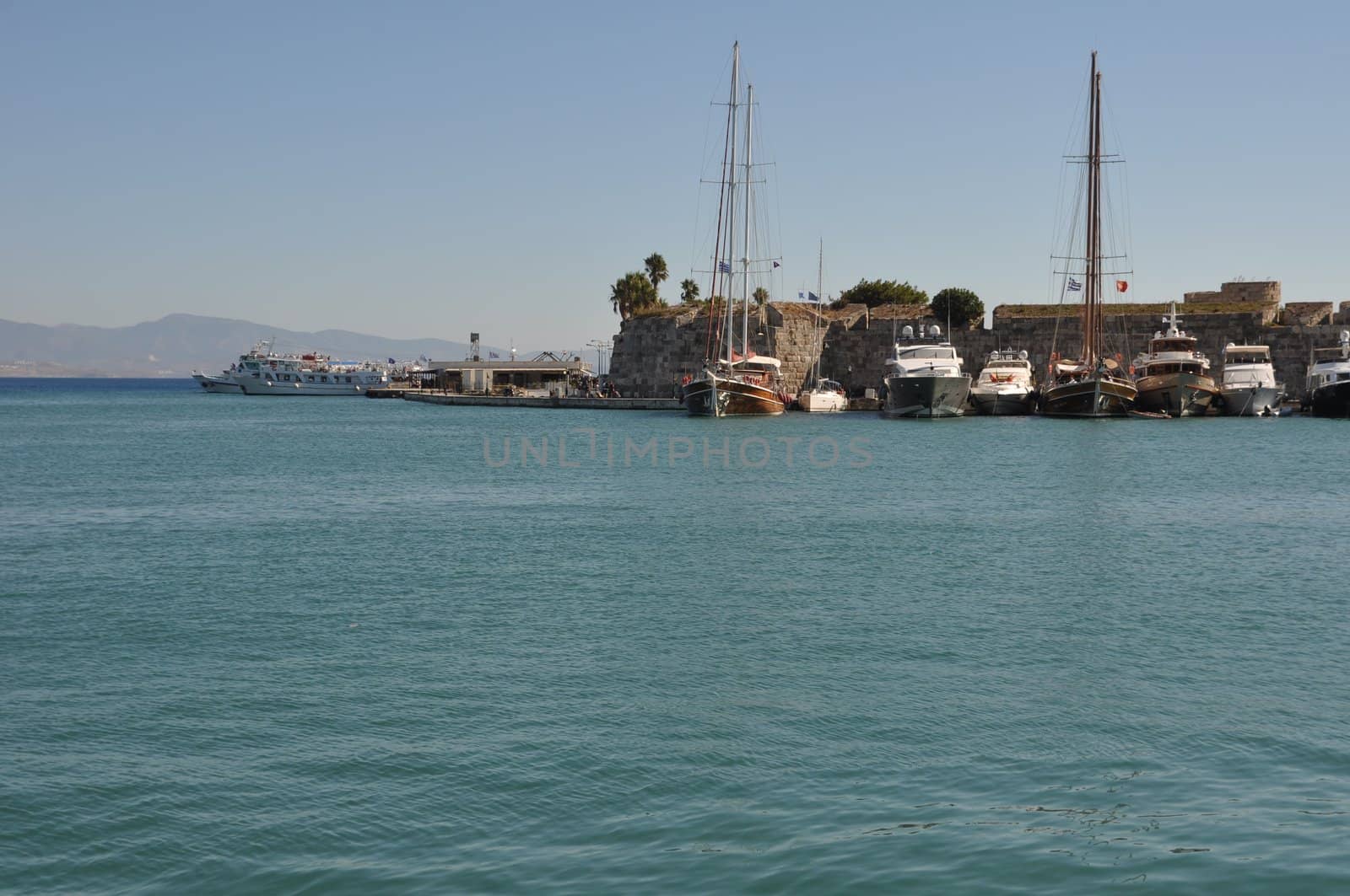 gorgeous seascape view at Kos harbour, Greece