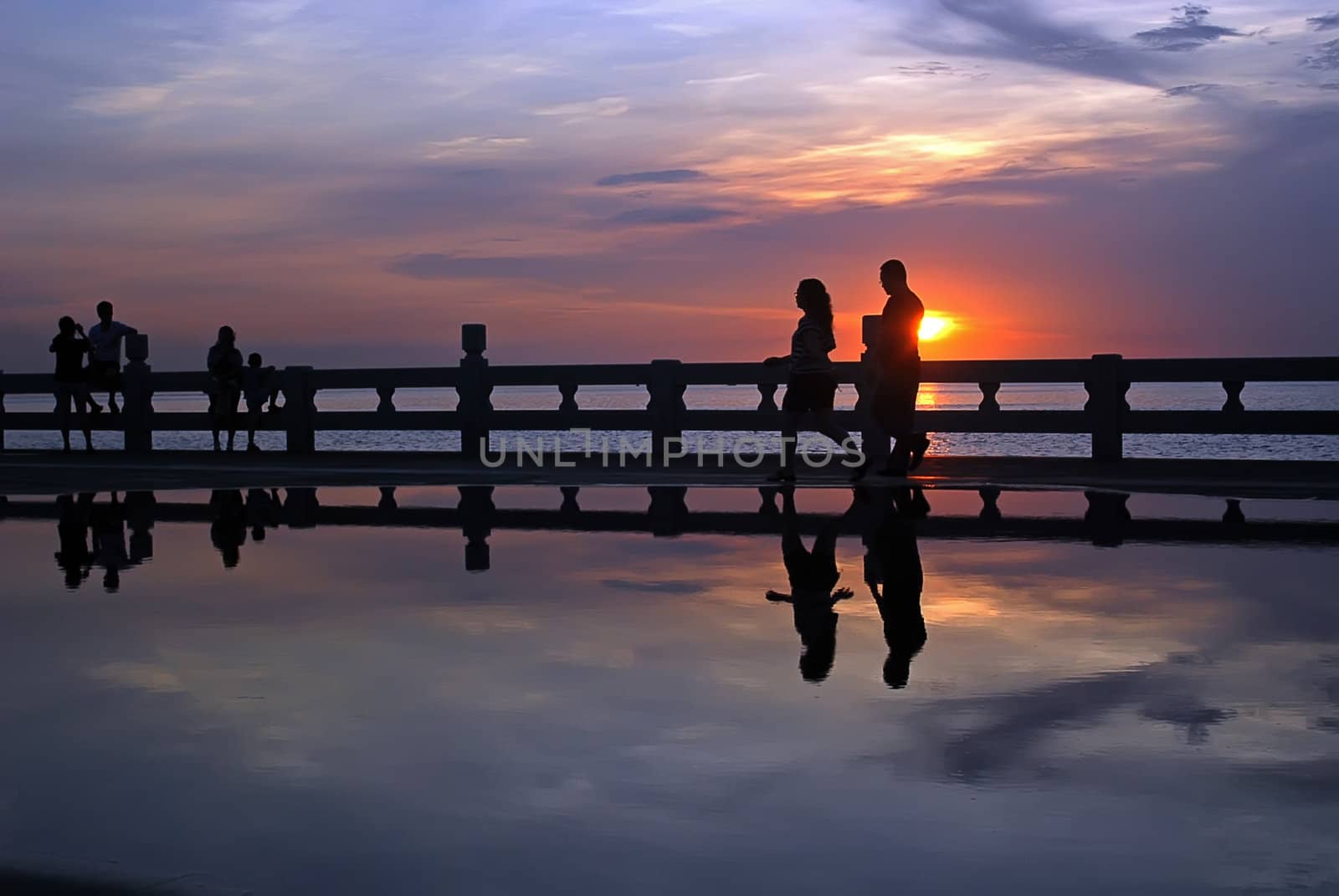 Sunset over Ocean. Haikou's Bay, CHina