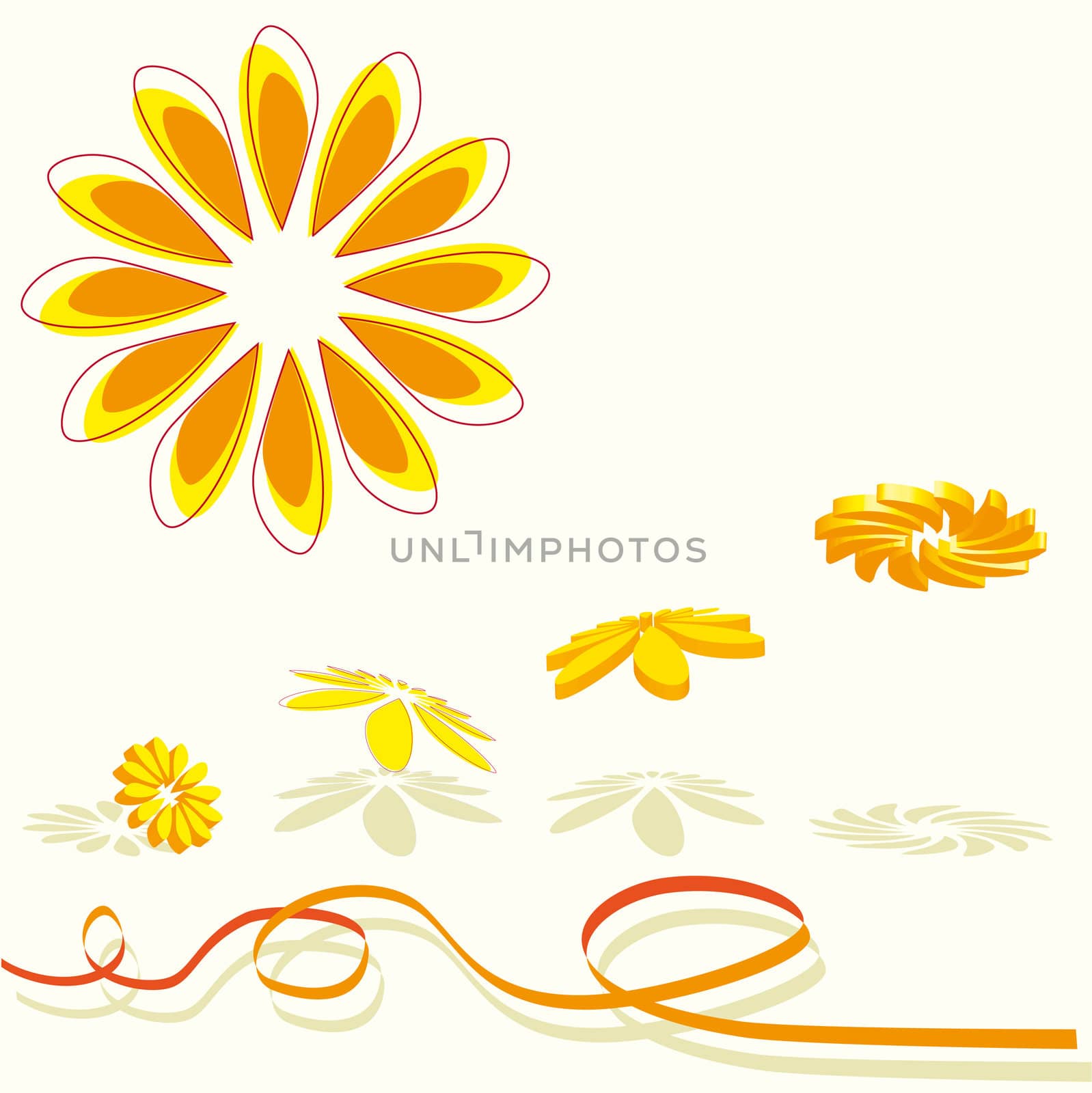 3D flying flowers in orange by karinclaus