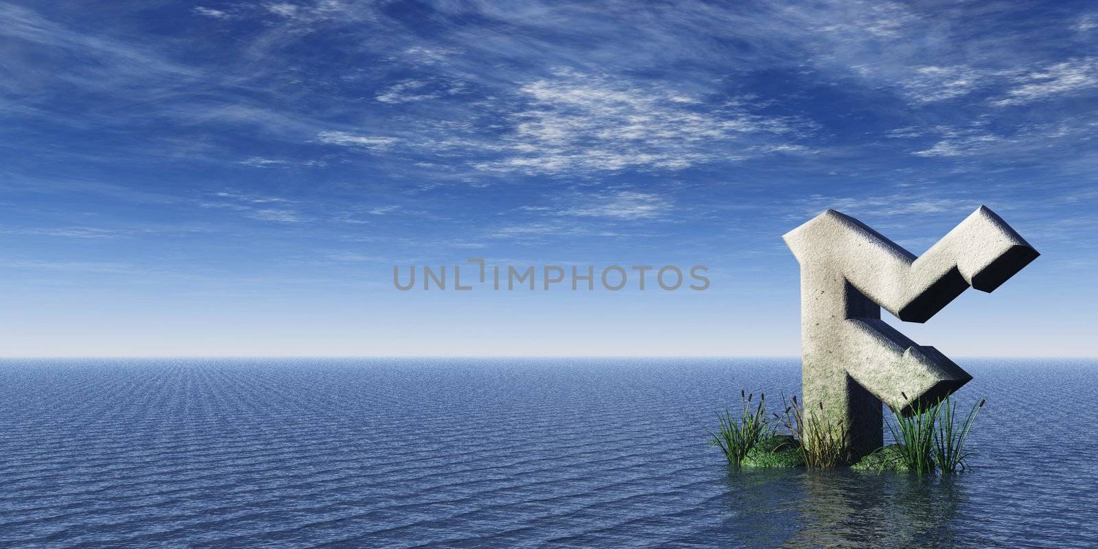 viking rune rock at the ocean - 3d illustration