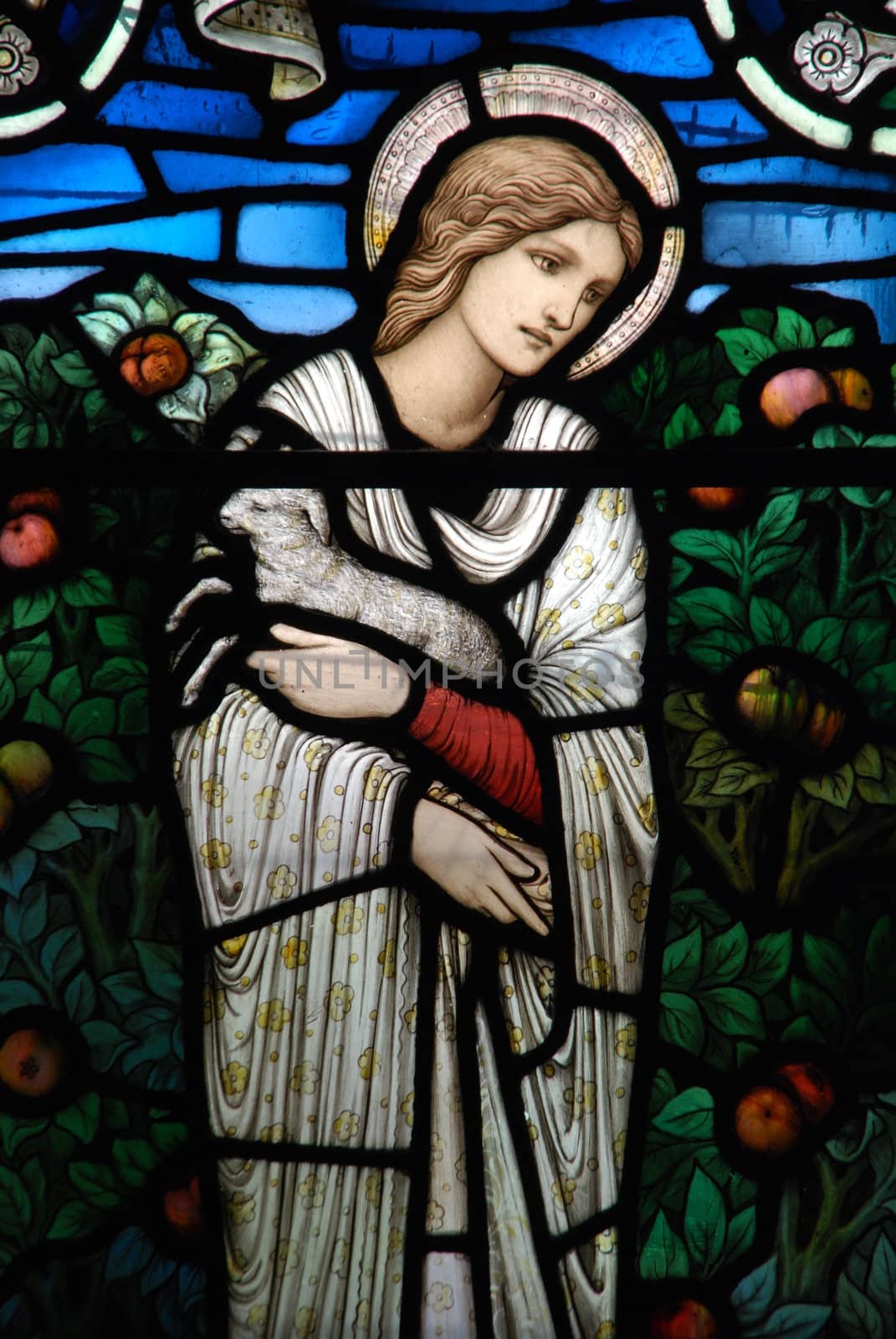 stained glass window in Gloucester Cathedral, England (United Kingdom)