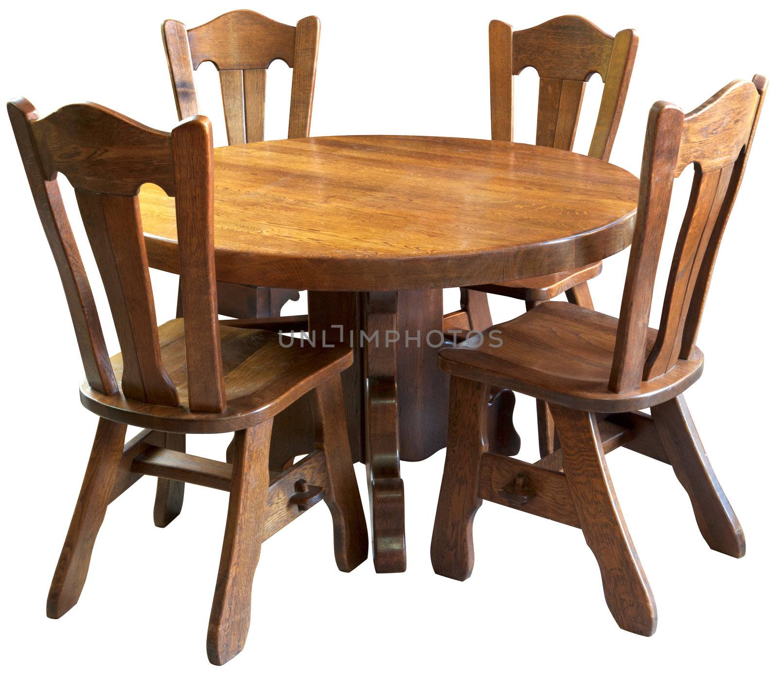 Solid wood kitchen table set, isolated by ecobo