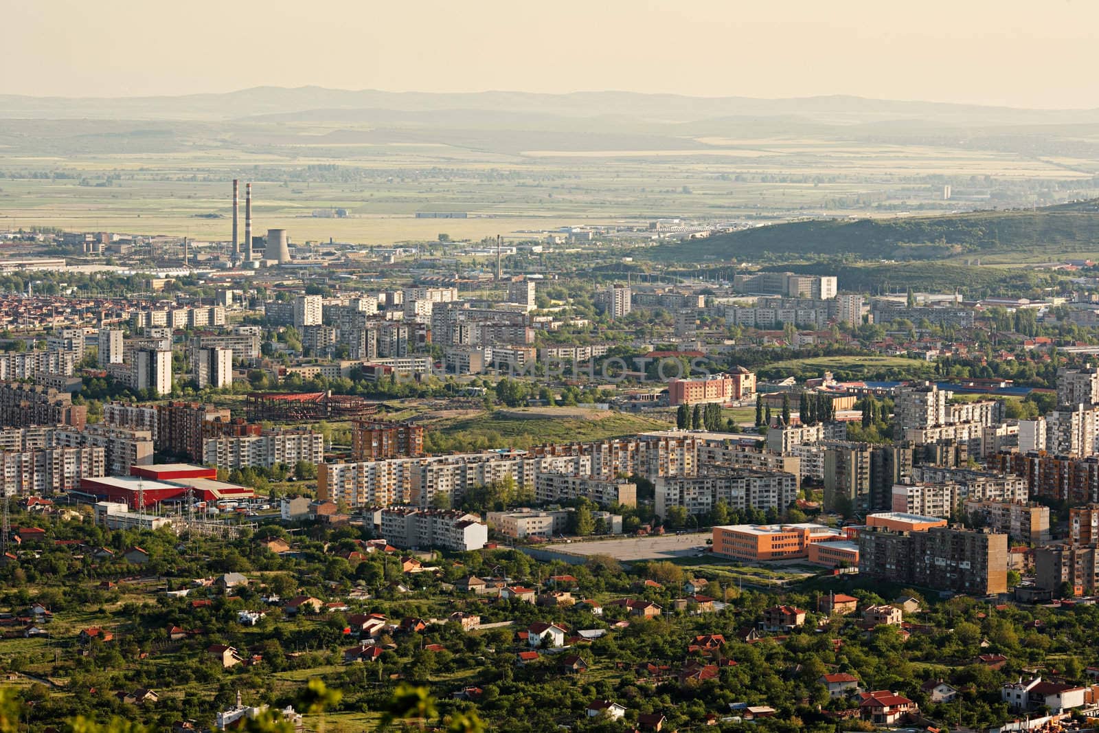 Part of the Bulgarioan Sliven city in sunset light