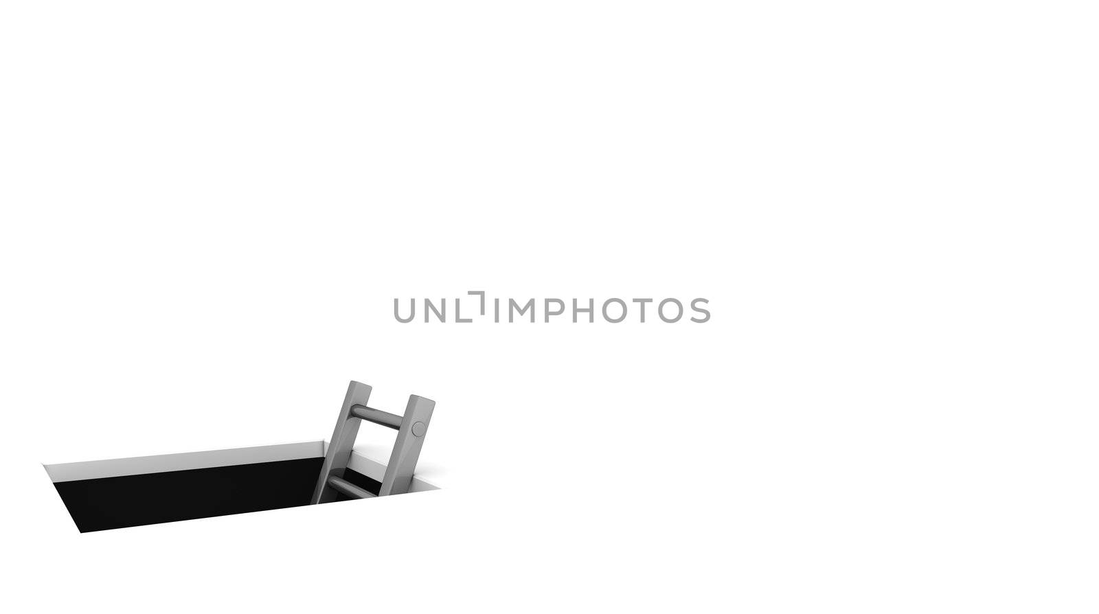 Climb out of the Hole - Shiny Grey Ladder - Whitespace on the Ri by PixBox