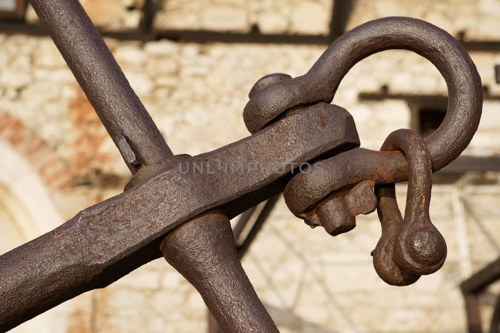 Part of an old rusty sea-ship anchor in Nessebar, Bulgaria