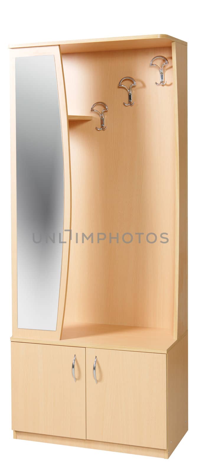 Wardrobe with mirror, isolated on white