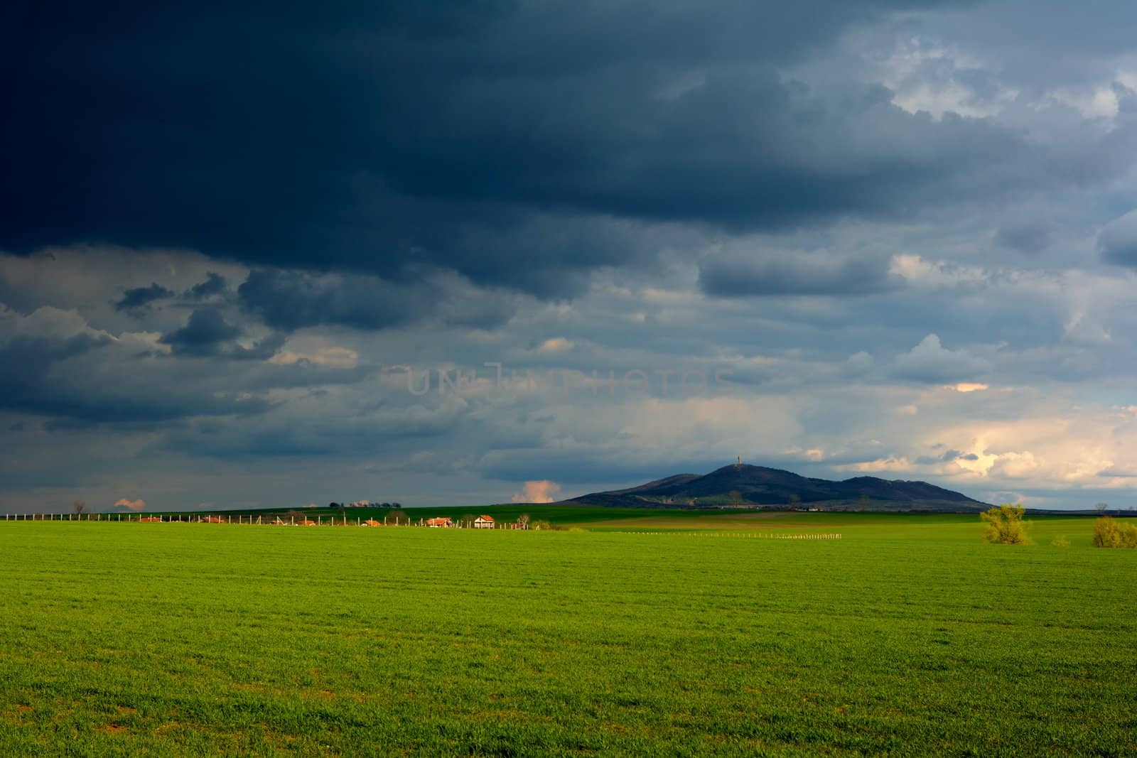 Rural landscape with storm clouds