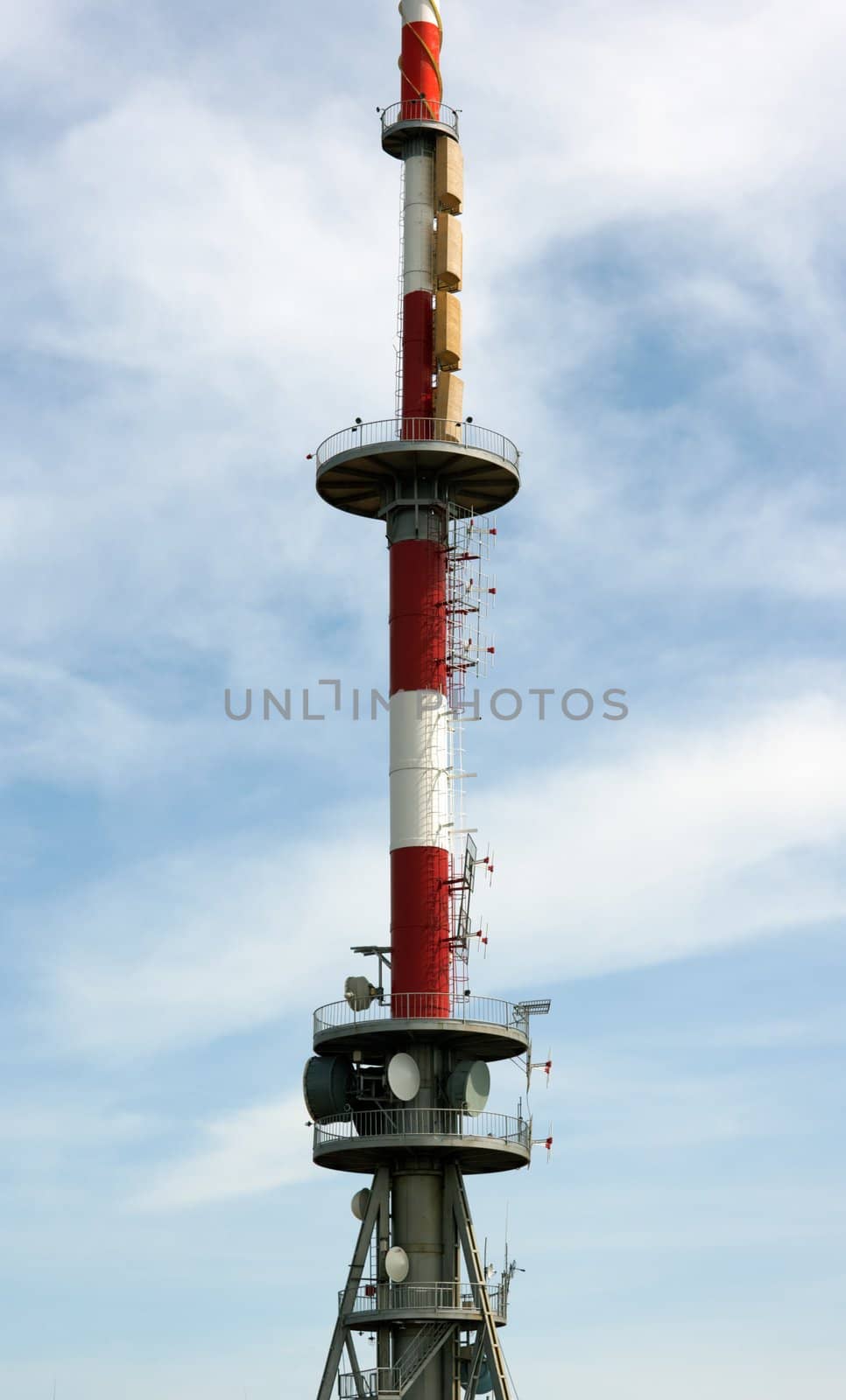 The top of a communication tower