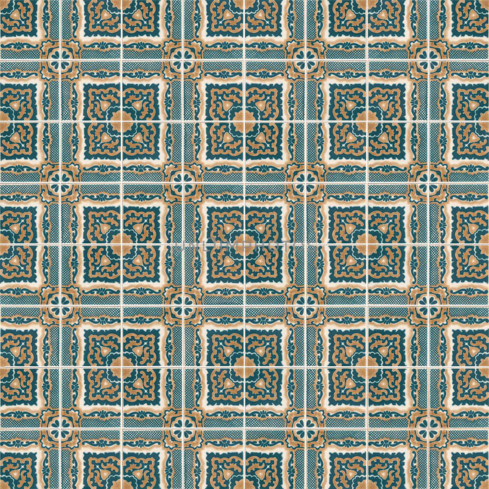 Seamless tile pattern of ancient ceramic tiles.