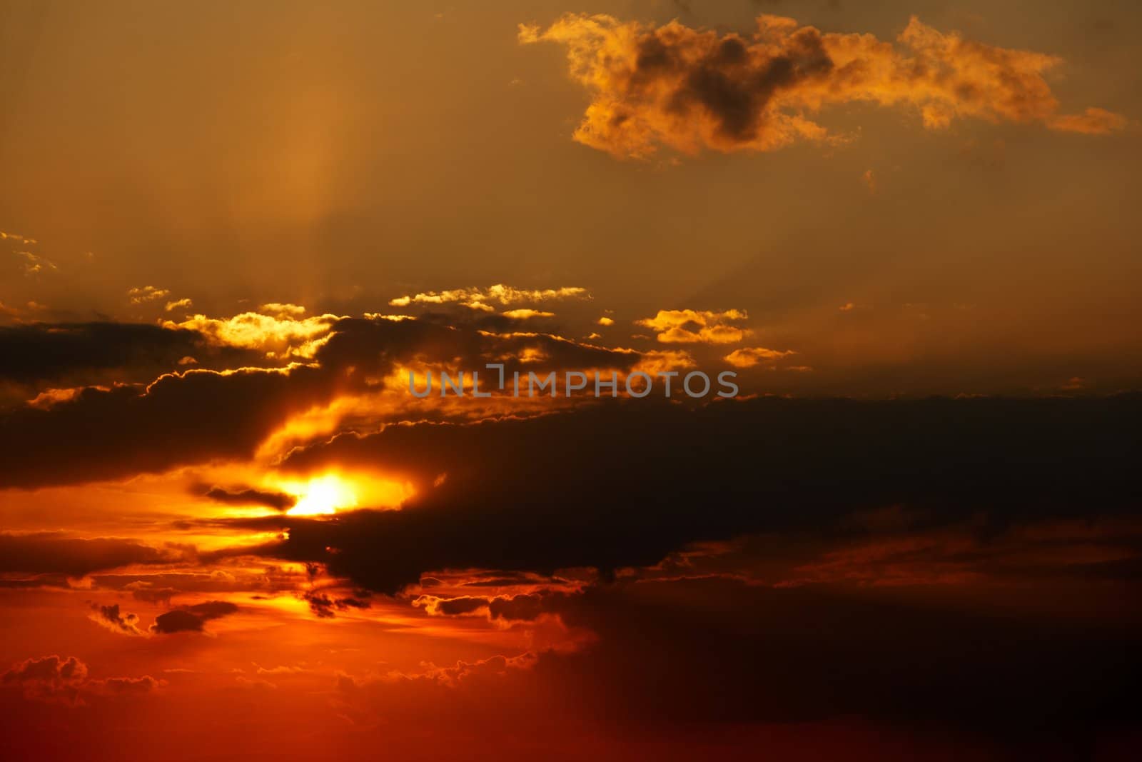 Red cloudy sunset sky