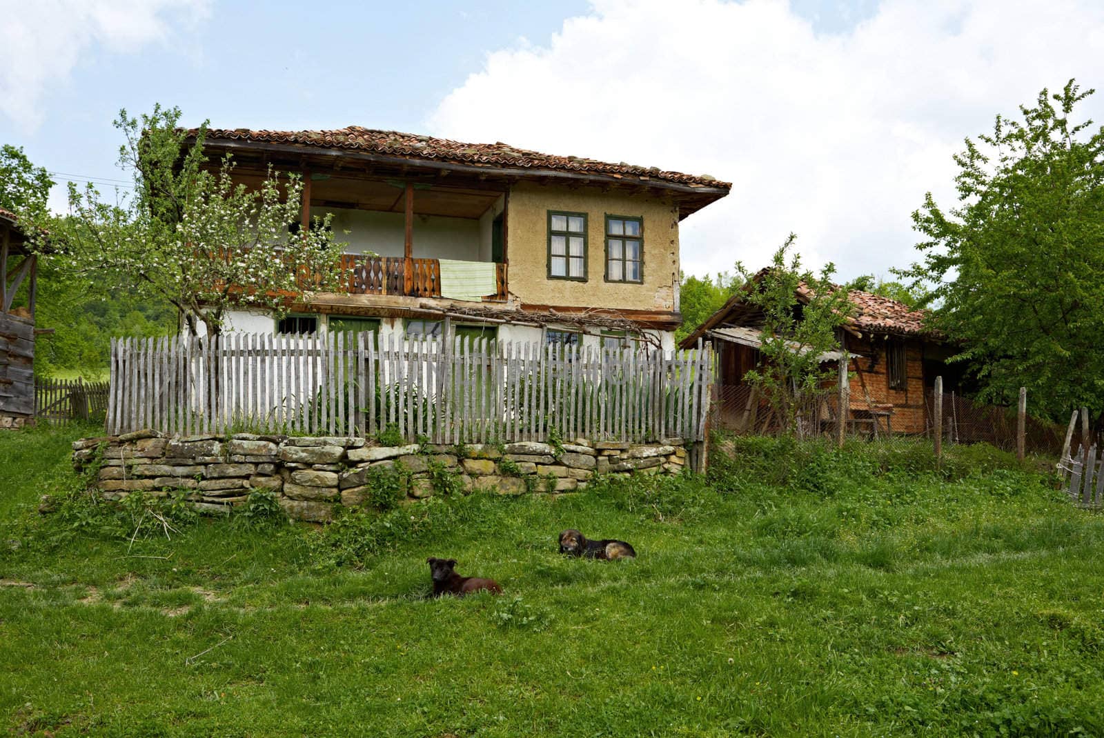 Traditional Bulgarian architecture, a house in a small village in the mountains