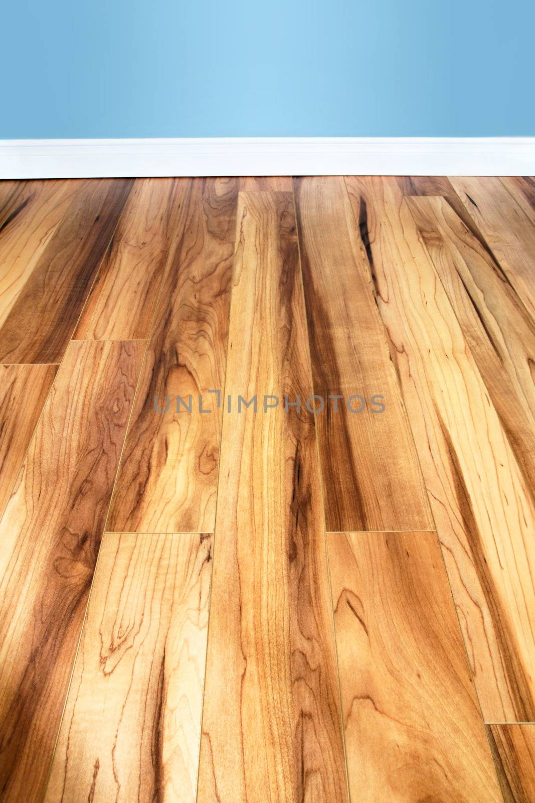 Wood floor and blue wal by Mirage3