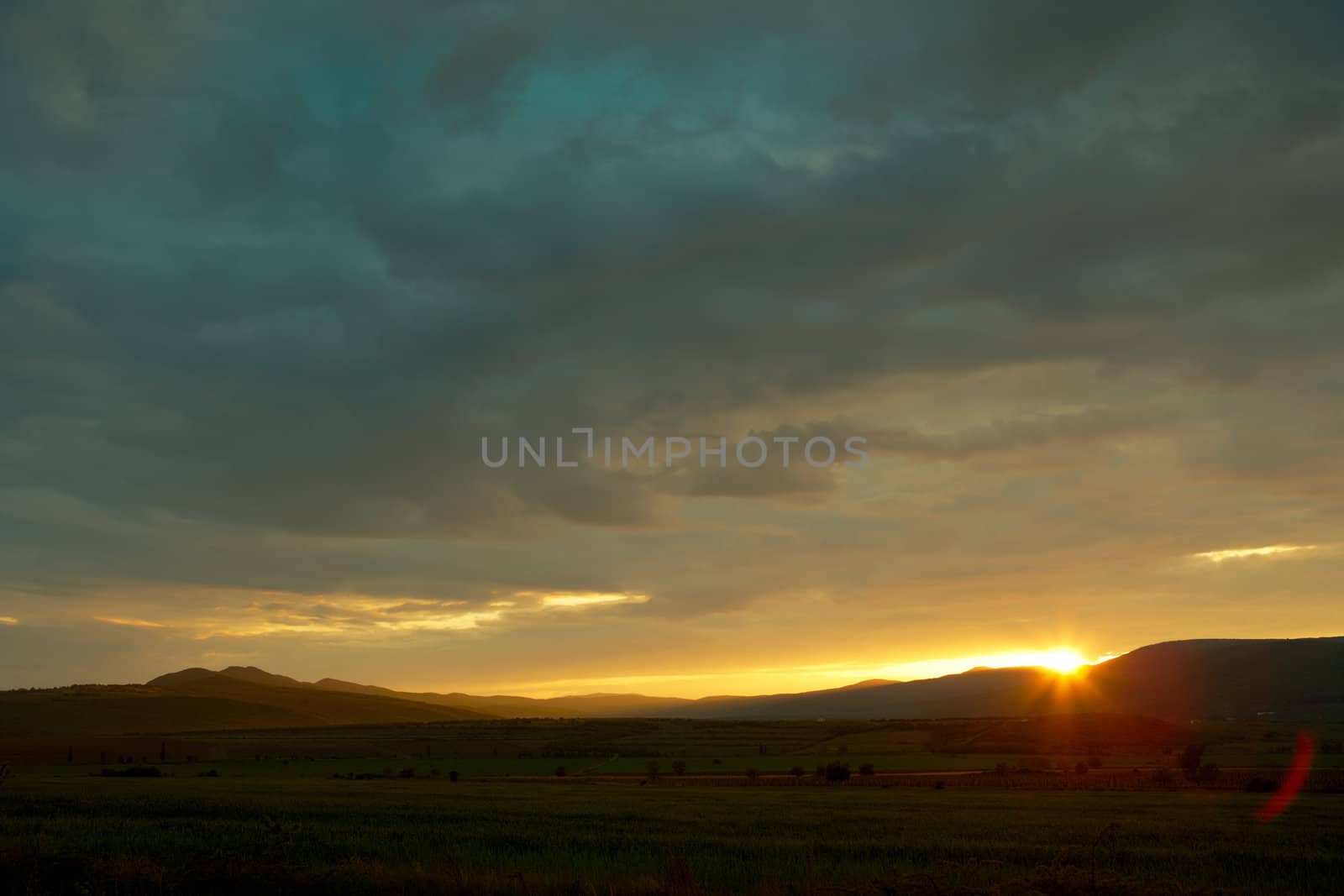 Sunset over the Balkan mountains by ecobo