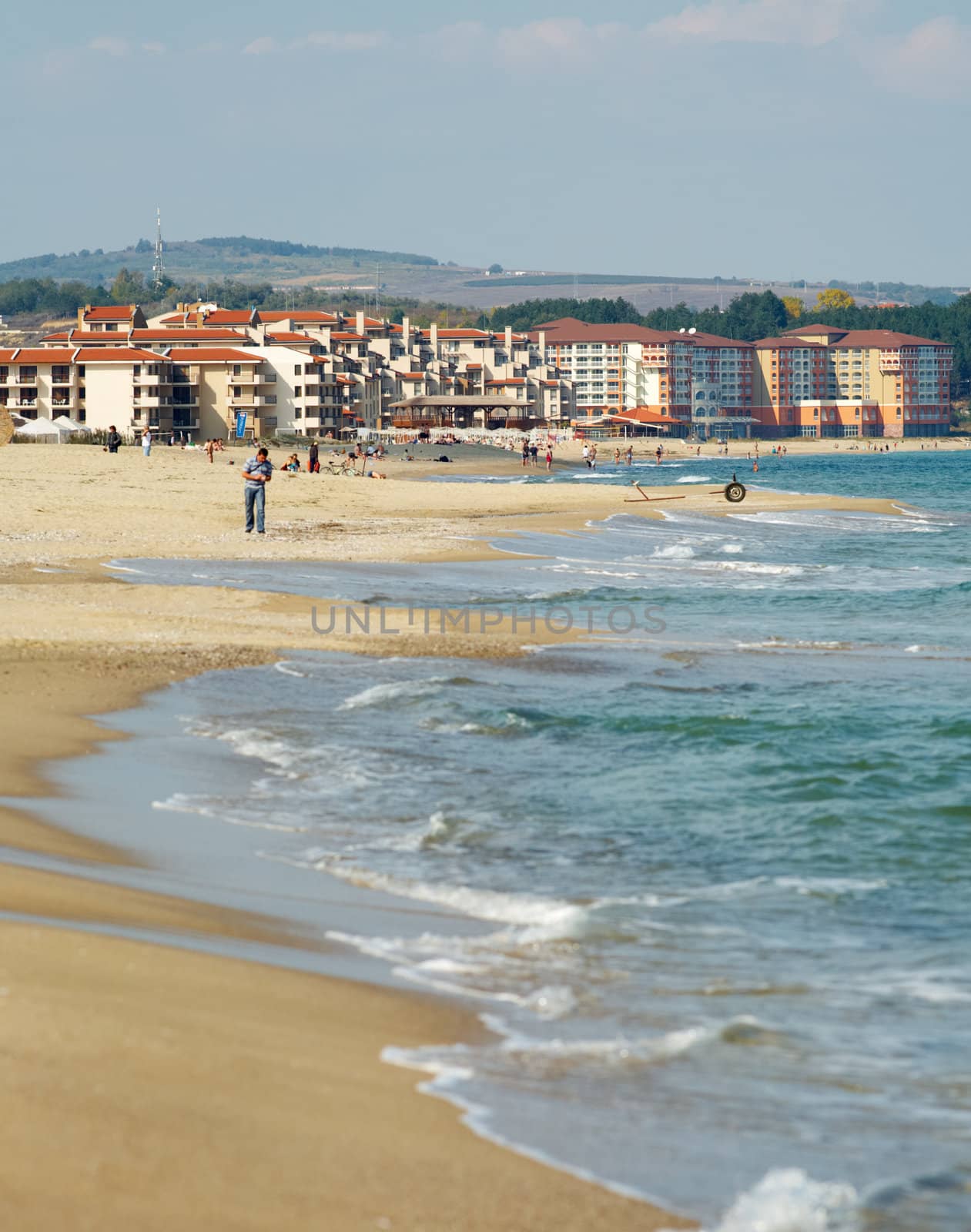 The Obzor beach with the new hotel complexes