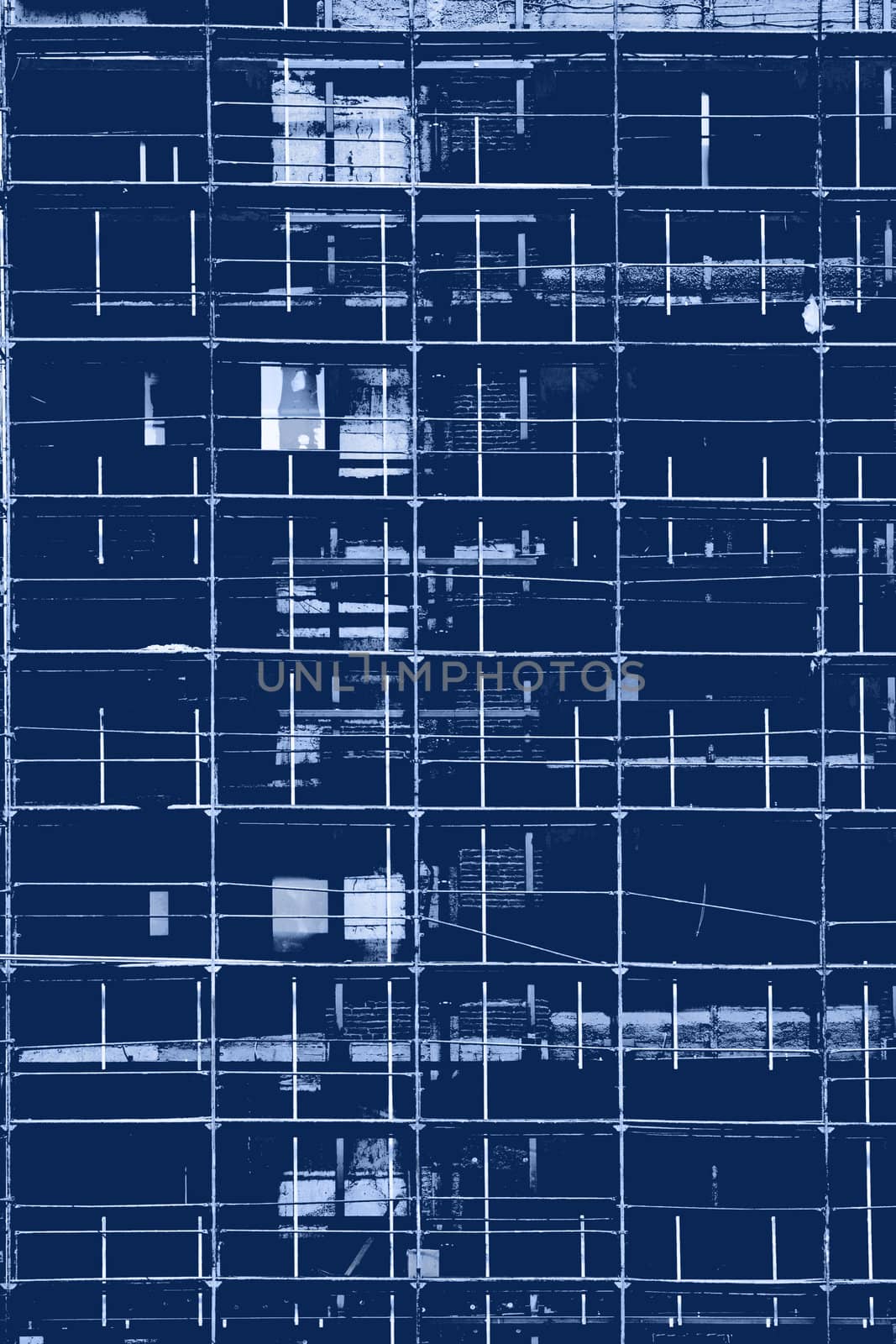 Background of a construction in blue color