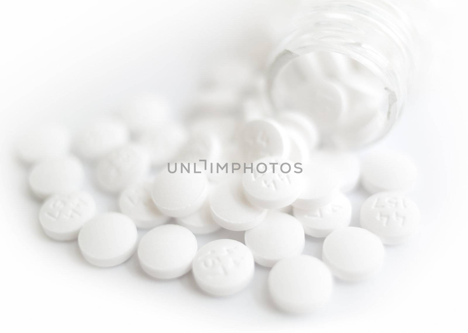 White pills close-up