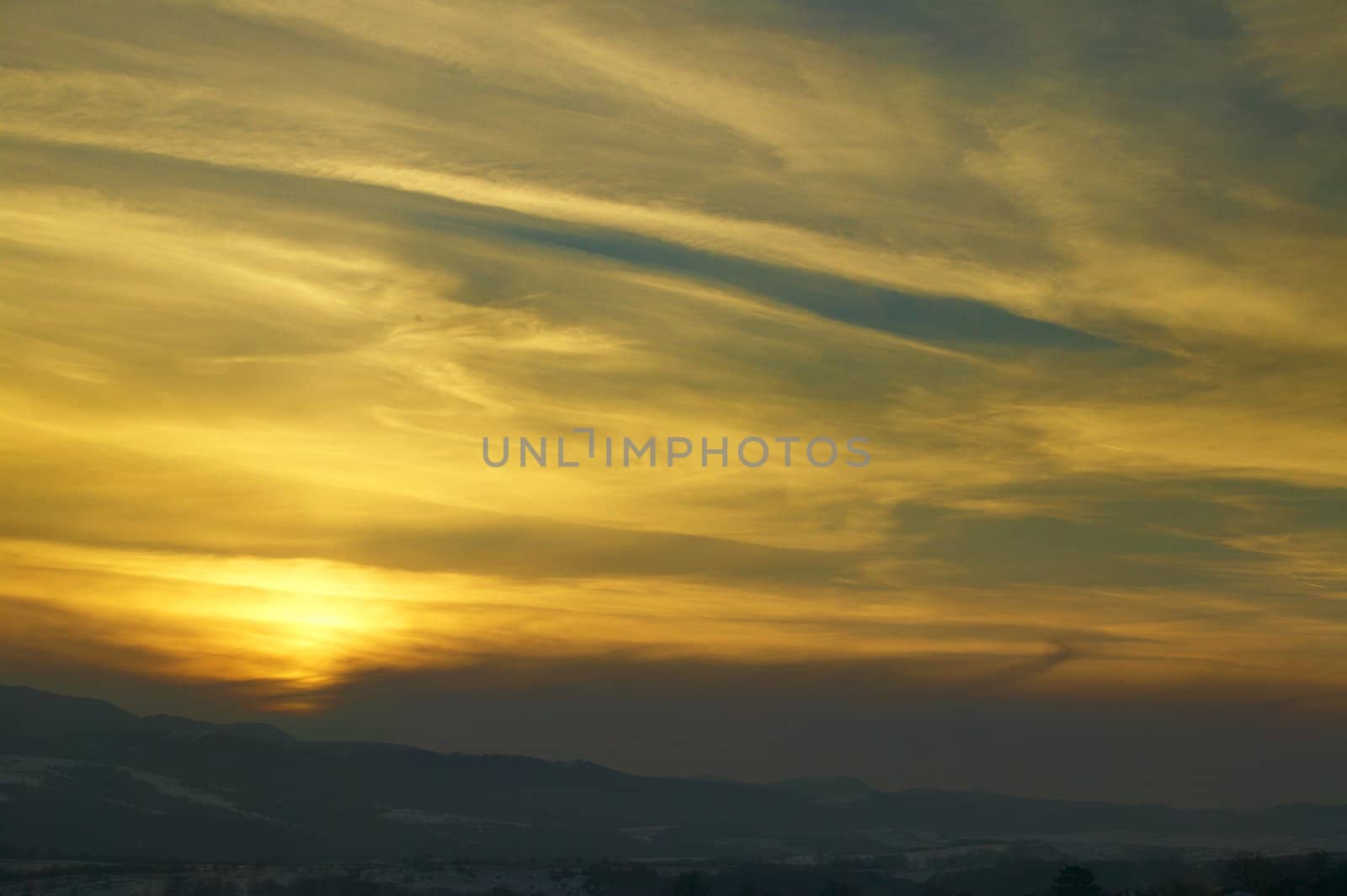 Colorful sunset in the mountains