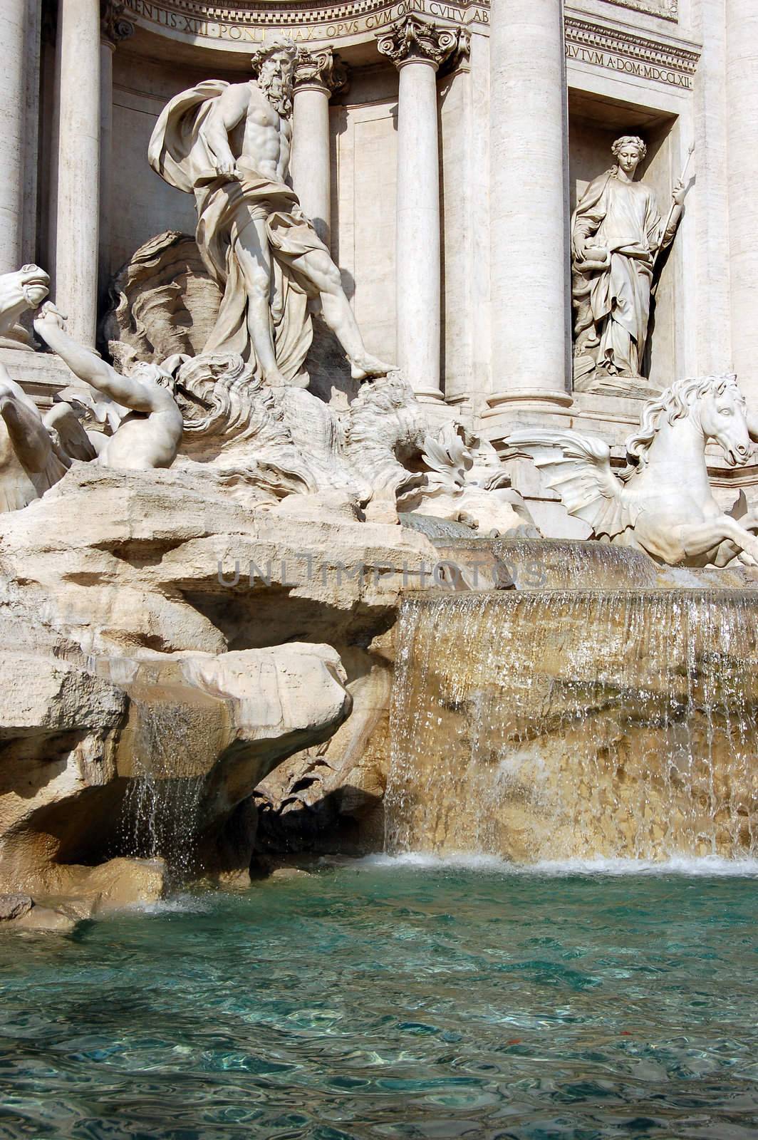 Fontana di Trevi Detail - Trevi fountain. Rome beautiful places, best of Italy.