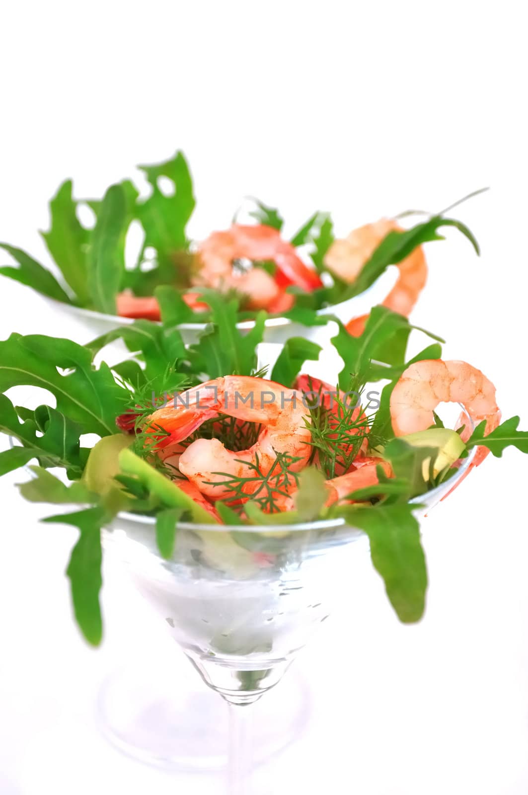 Prawns with avocado and arugula by Apolonia