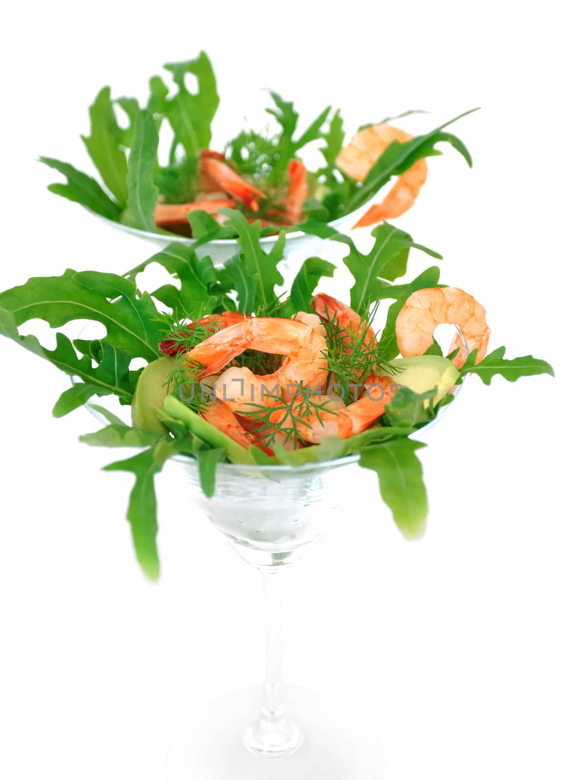 Prawns with avocado and arugula by Apolonia