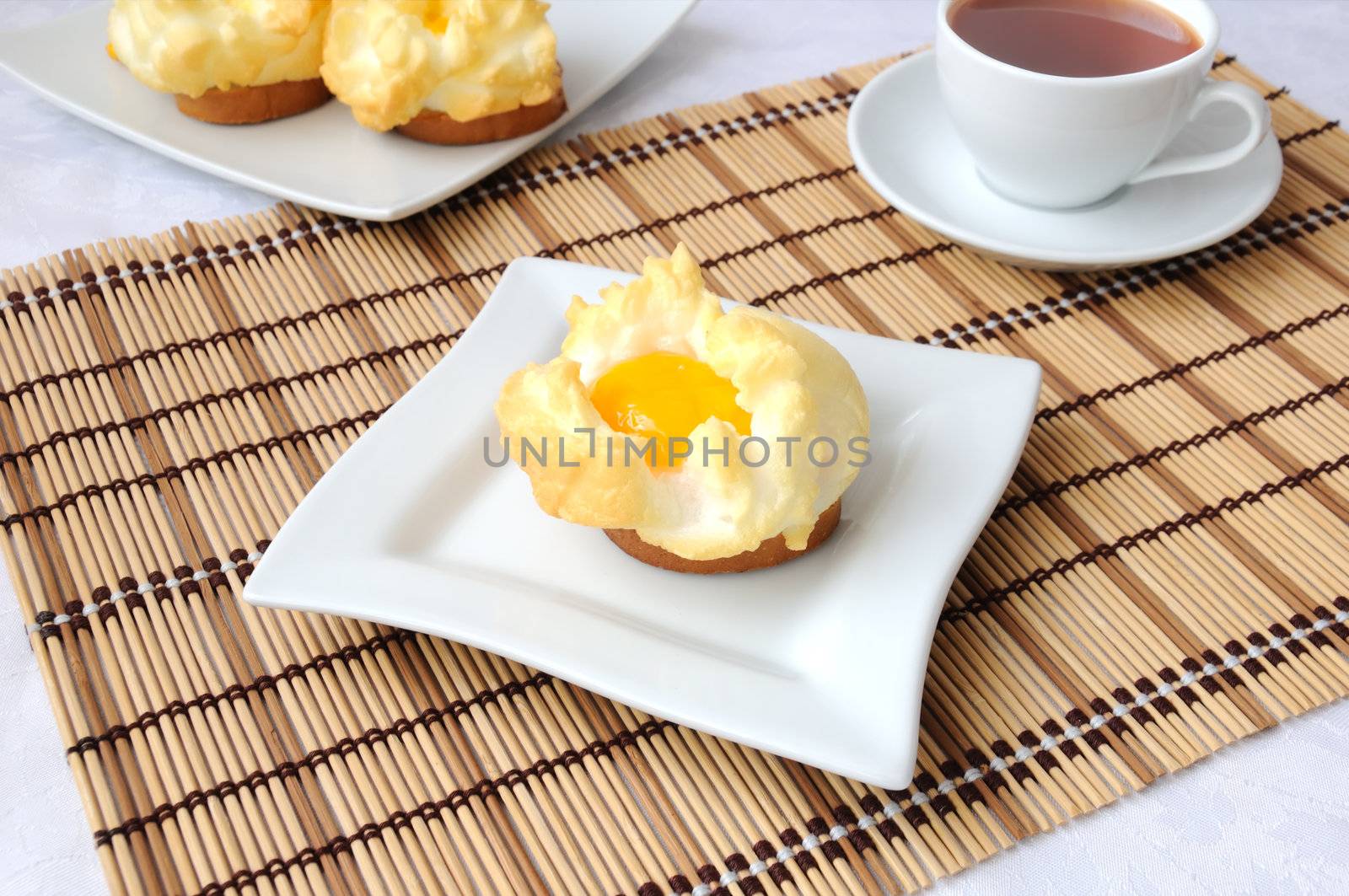 sandwich for breakfast with beaten egg yolk, coffee