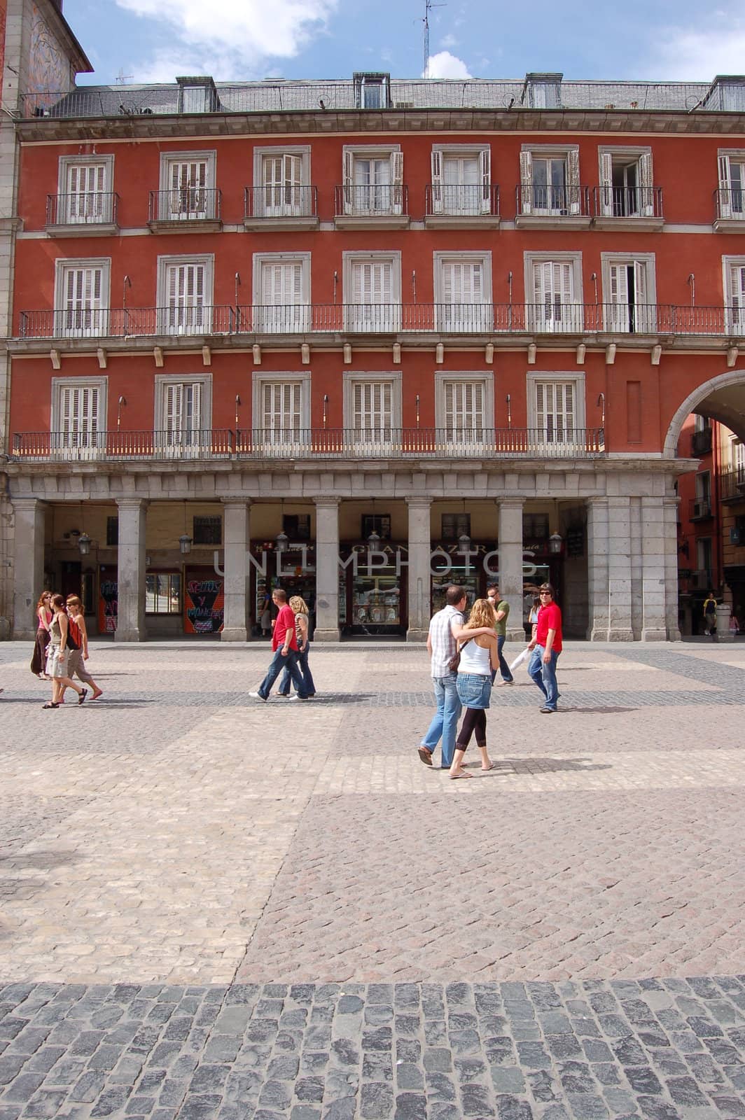 Tourist in Plaza Mayor, Madrid