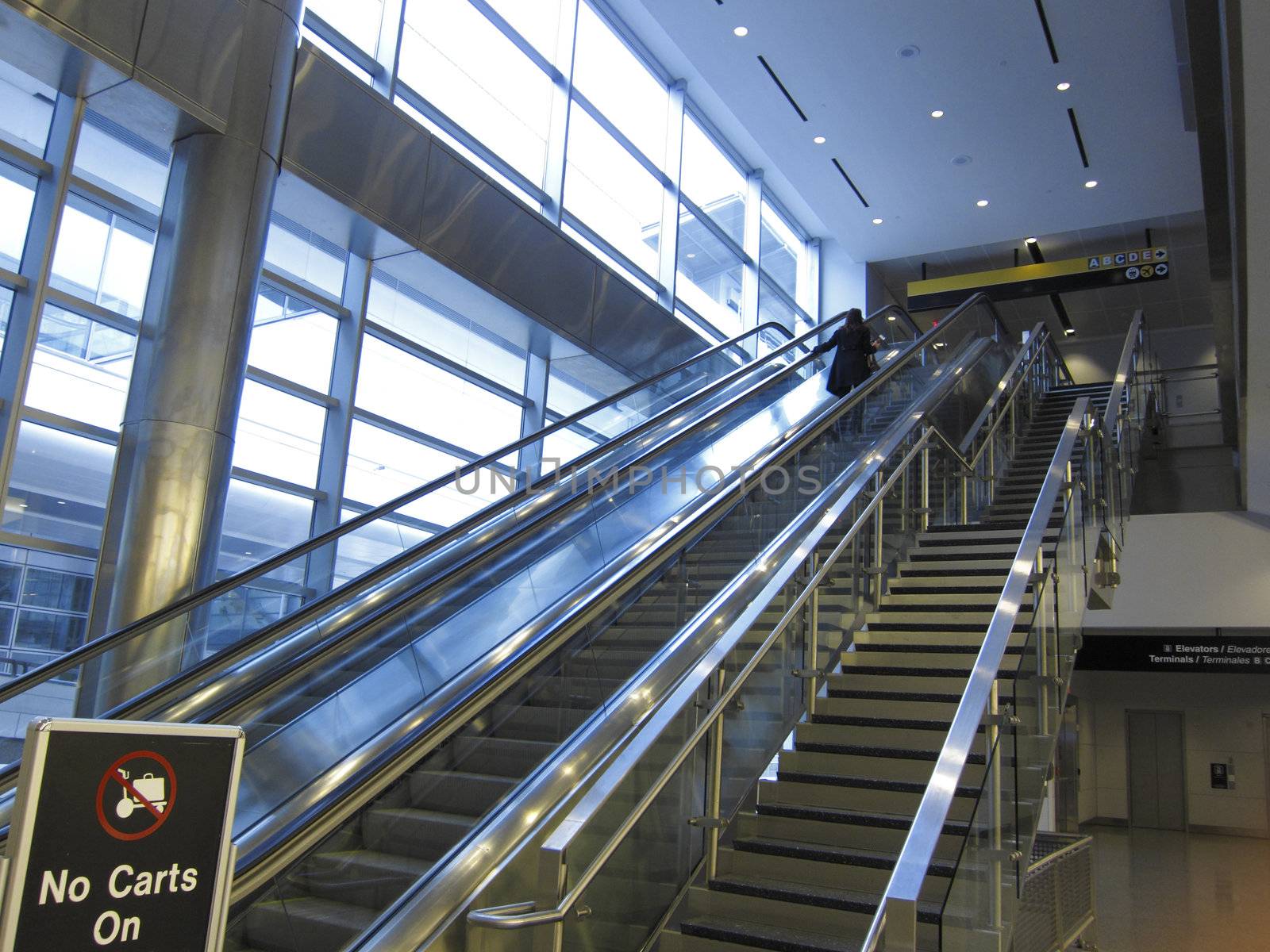 Stairs and escalator at Houston international airport