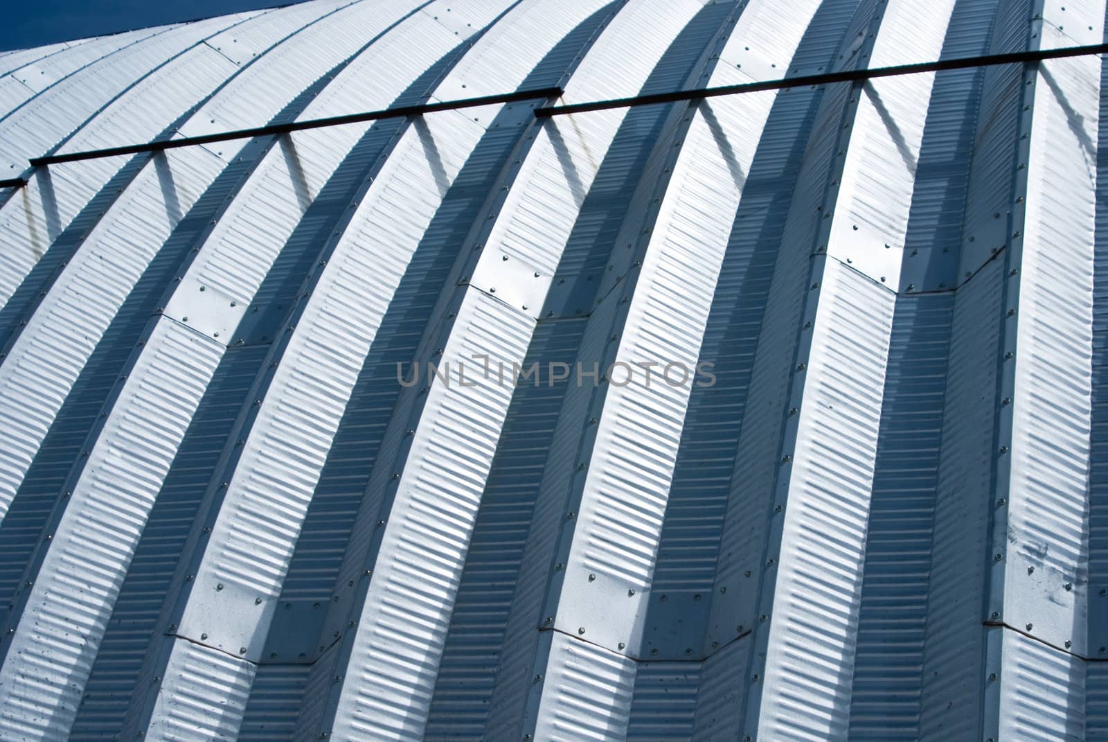 Close up of metal roof with light and shadow