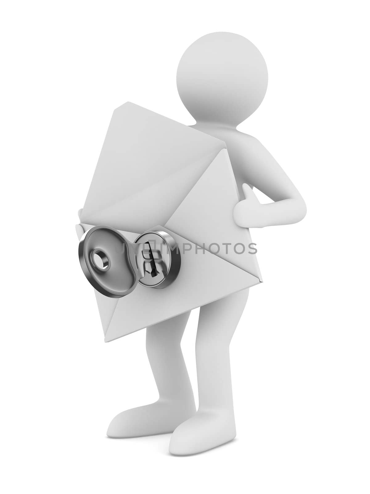 E-mail concept on white background. Isolated 3D image