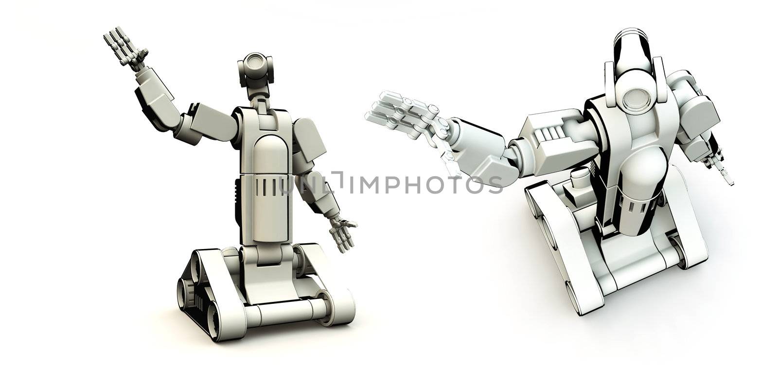 A pair of futuristic robots.