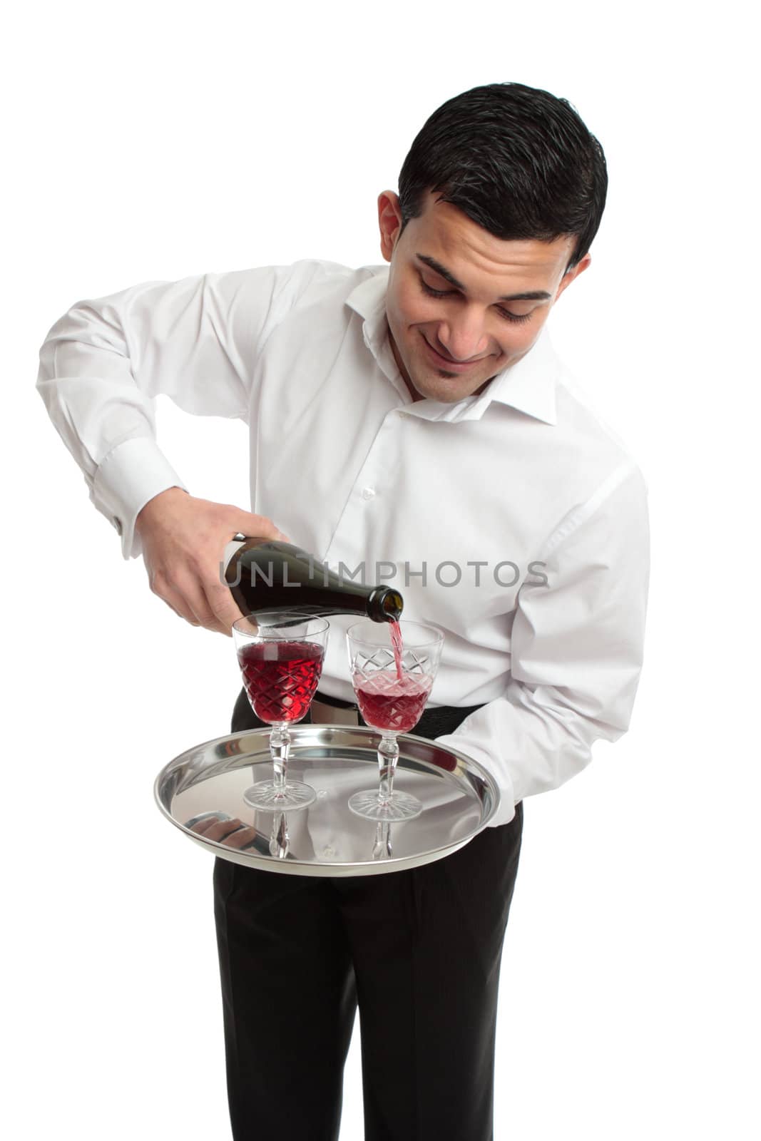 Waiter or servant pouring wine by lovleah