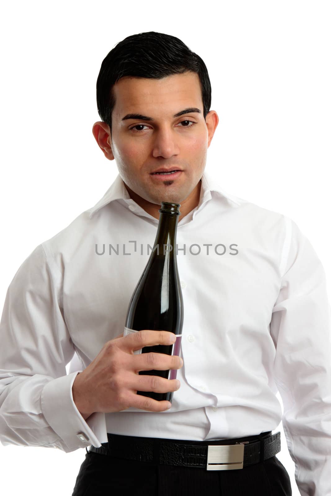 Alcohol Abuse - drunk man holding bottle wine by lovleah