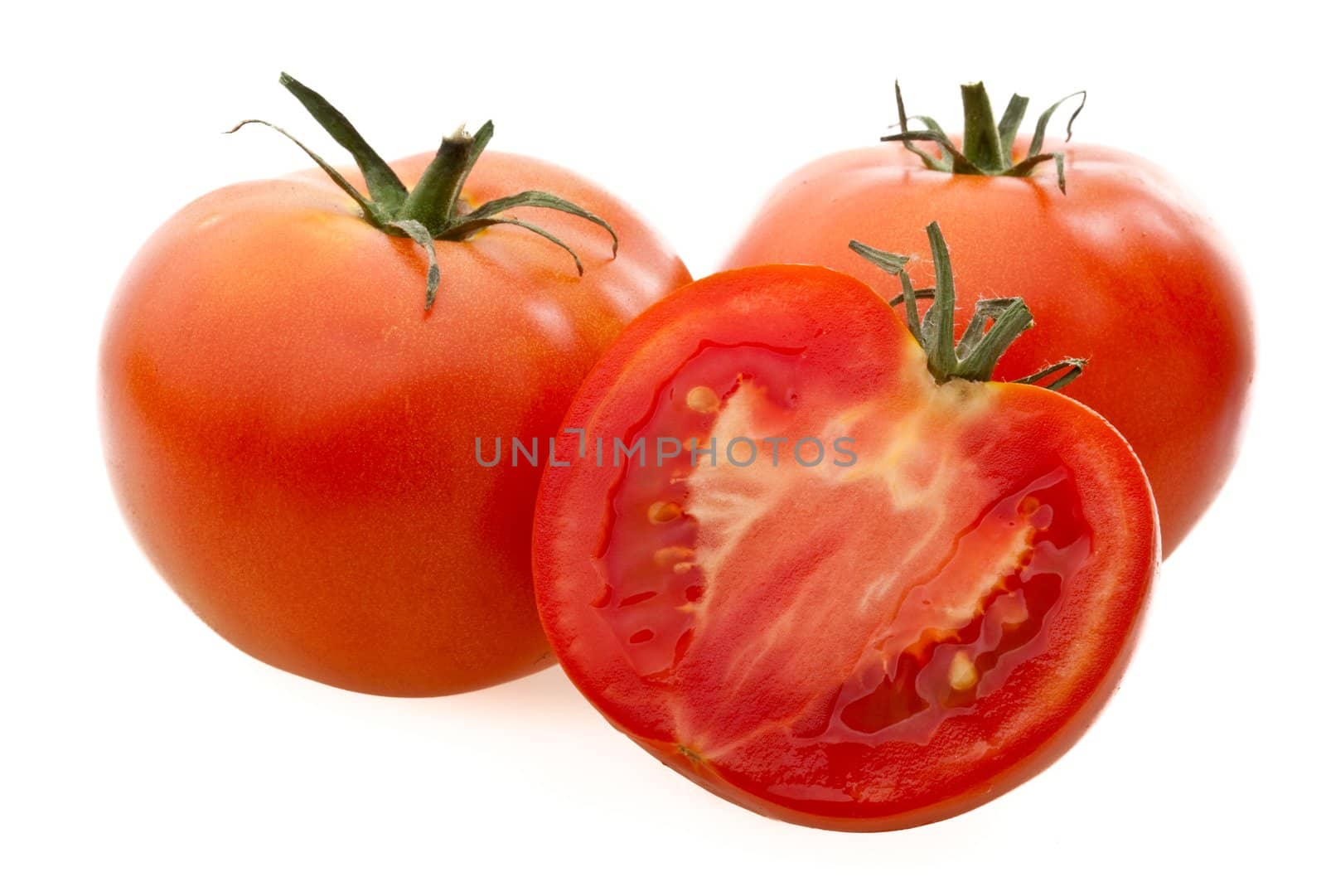 Tomatoes on white background. Simple and effective anti-oxidants
