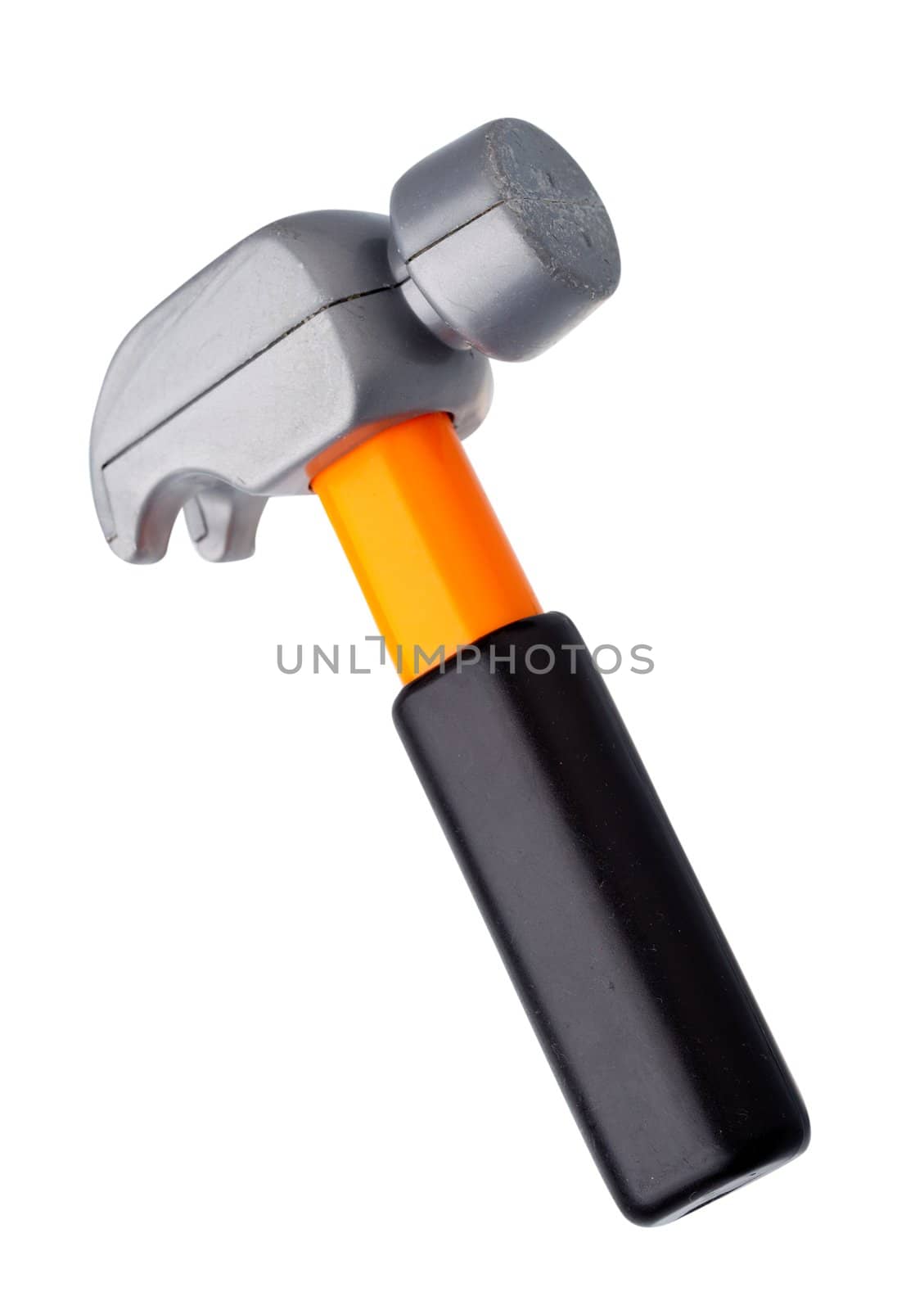 Children's plastic hammer isolated on a white background. Building Tools