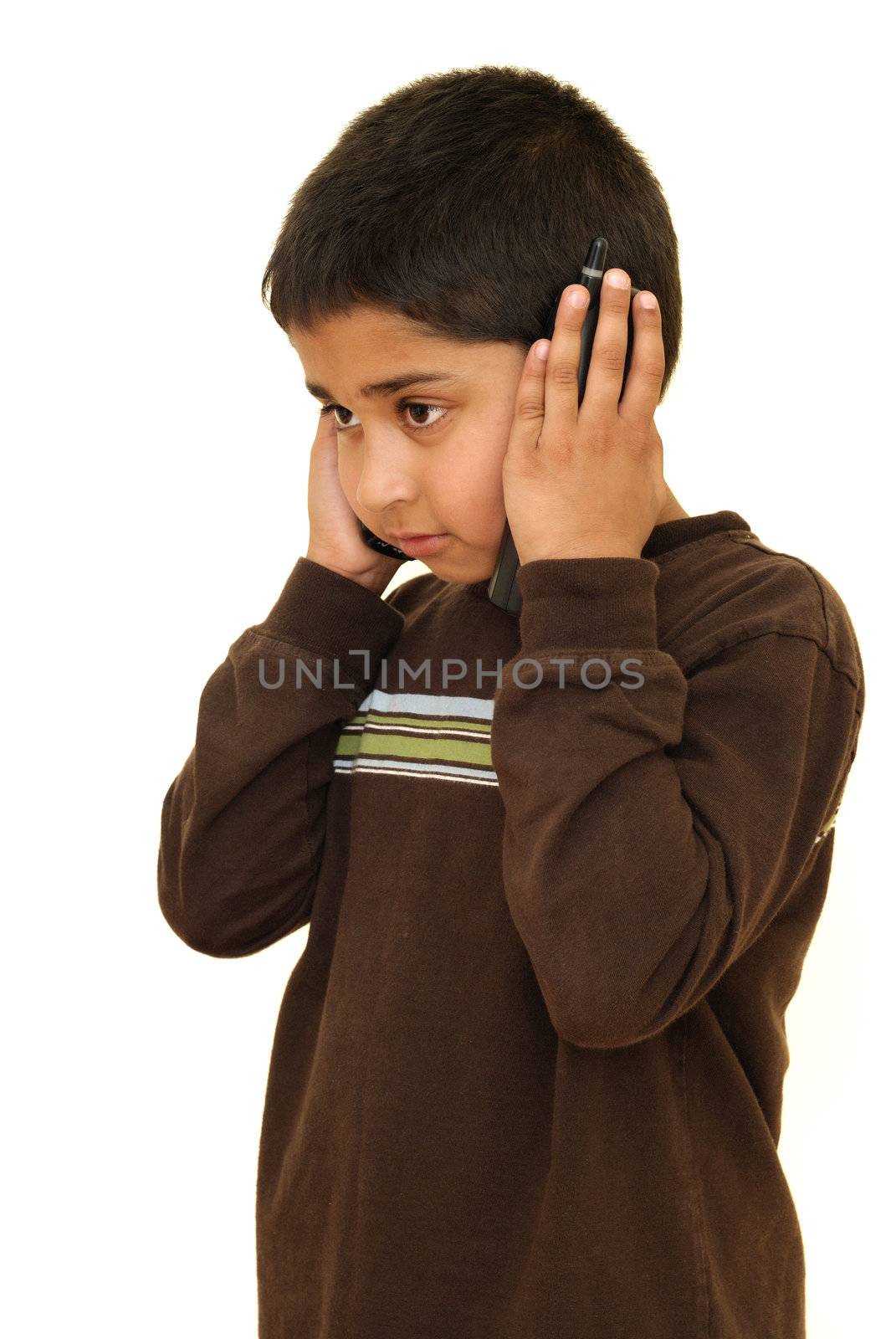 A handsome young boy taking passionately on phone