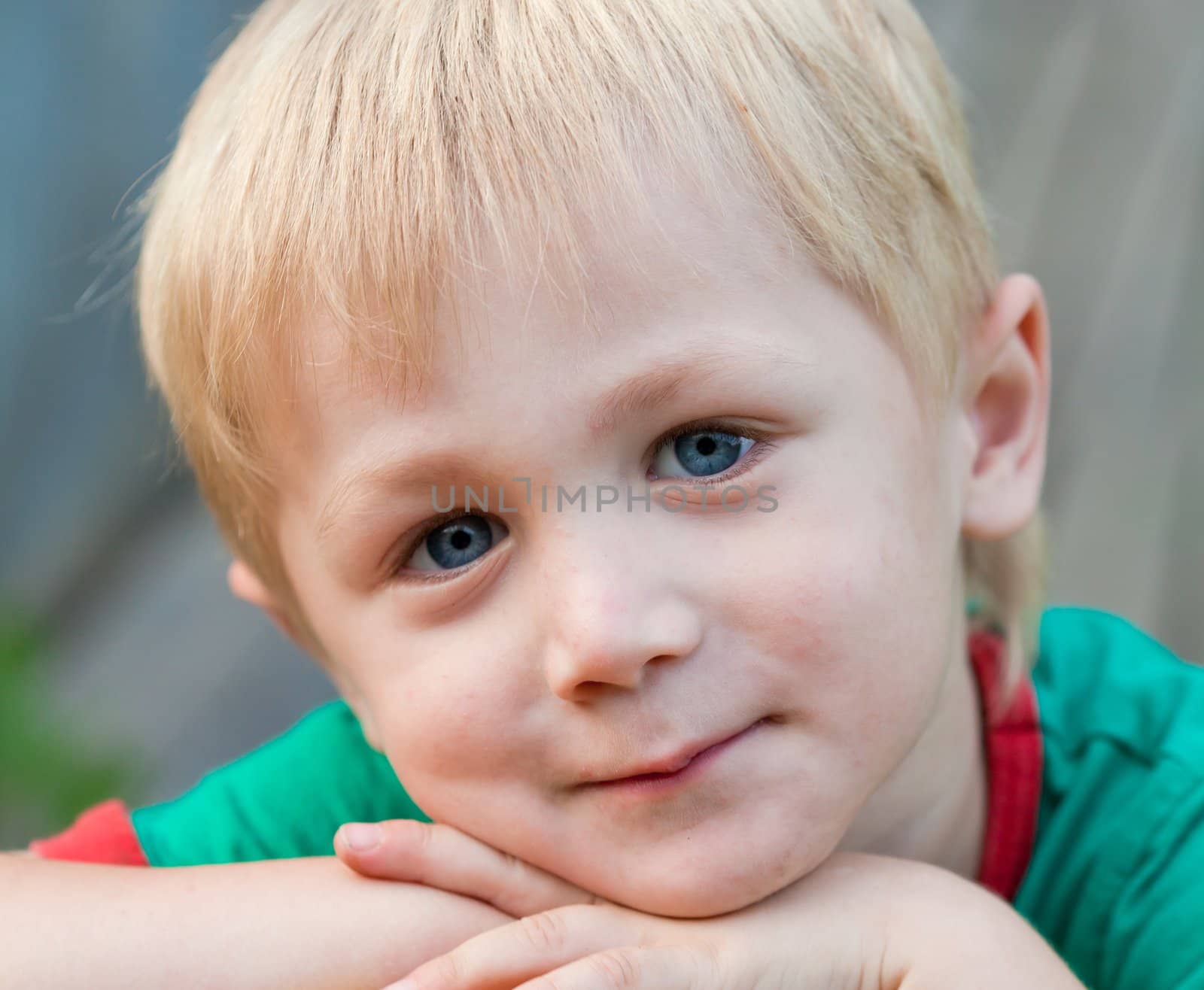 Portrait of a boy, his face close up